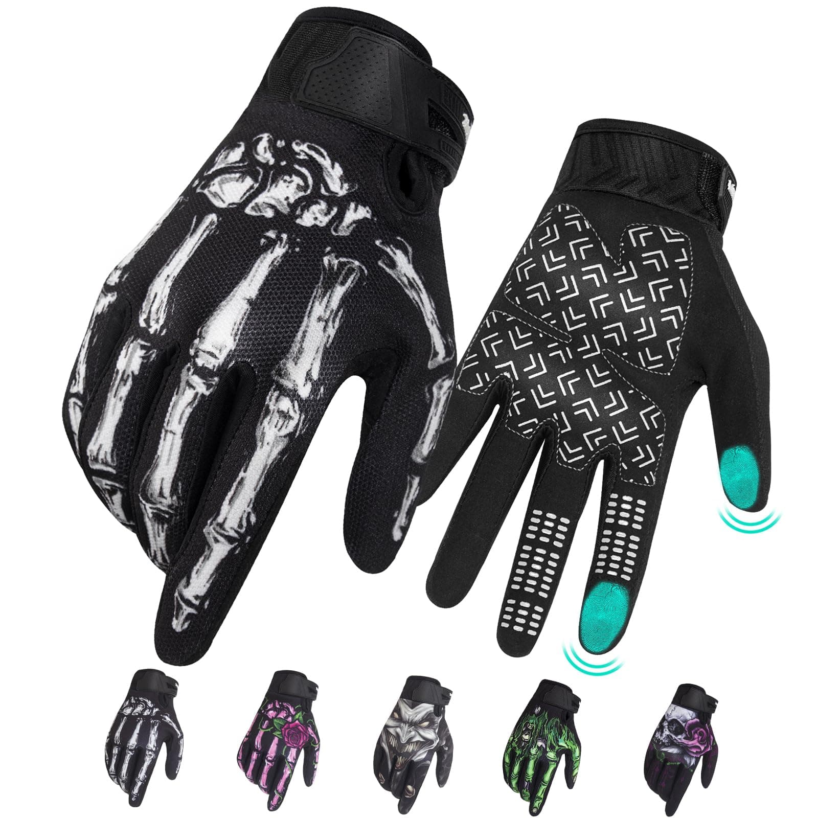 RIGWARL Motorcycle Gloves for Men Women Touchscreen, Lightweight Dirt Bike Glove Non-Slip, Skeleton Motorcycle Riding Glove