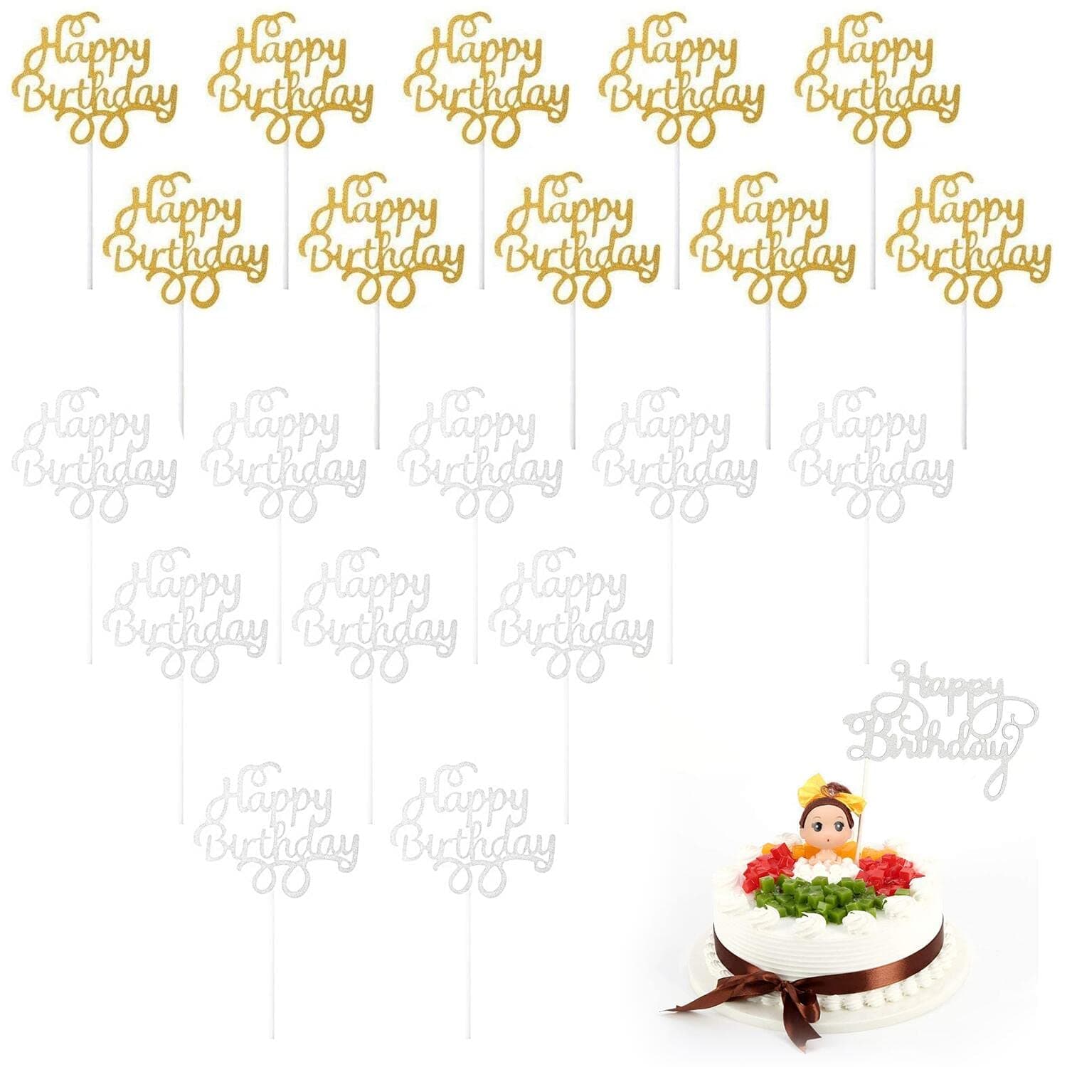 20pcs Happy Birthday Cake Topper Birthday Party Decorations