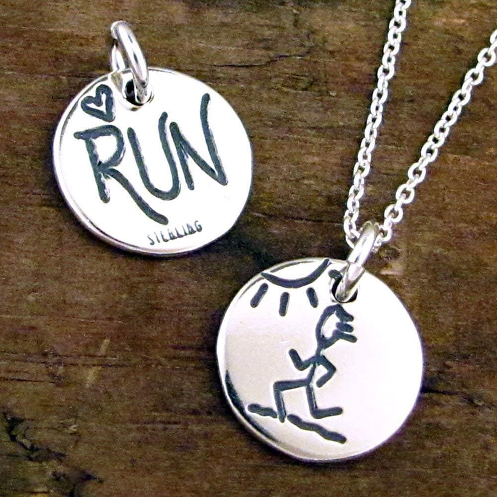 Run Necklace, Jewelry for Runners, Marathon Necklace, Triathlon Charm or Pendant Sterling Silver