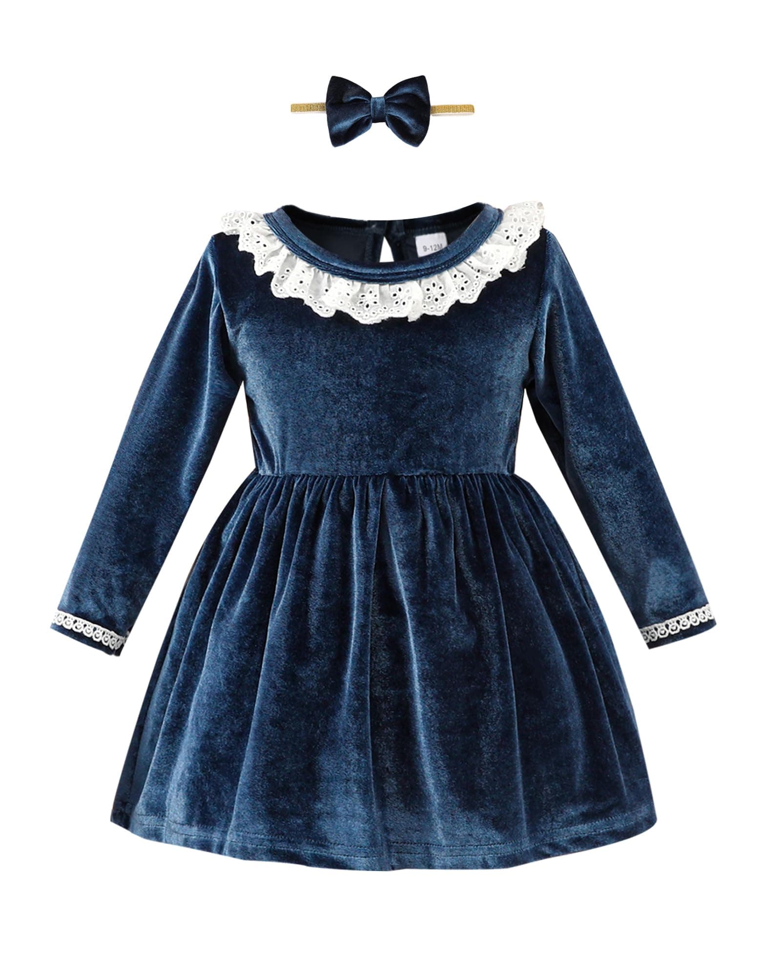 Kucnuzki Toddler Baby Girl Clothes Velvet Dress Solid Little Flower Girl Dress Princess Casual Party Dress for Girl Fall