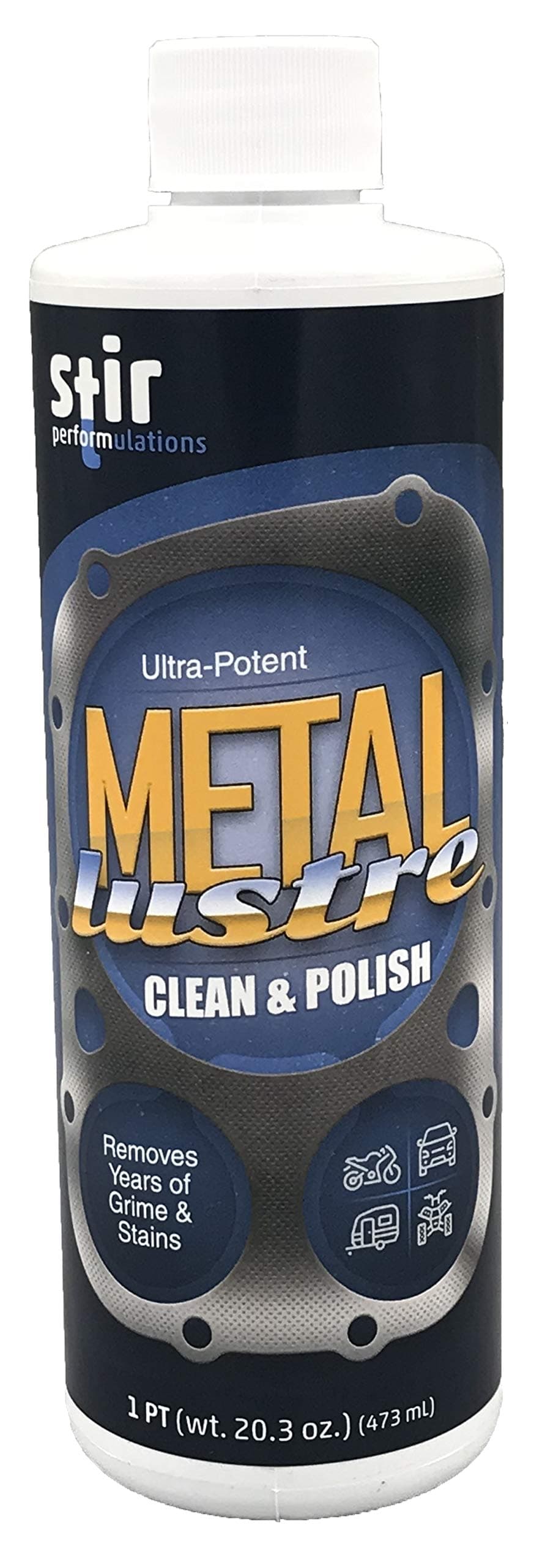 Commercial Grade Metal Cleaner and Polish restores Shine to Chrome, Stainless Steel, Aluminum, Brass, Magnesium, Nickel, and Cast Iron. Metal Lustre Removes Hard Water Stains, Rust, Grime,etc