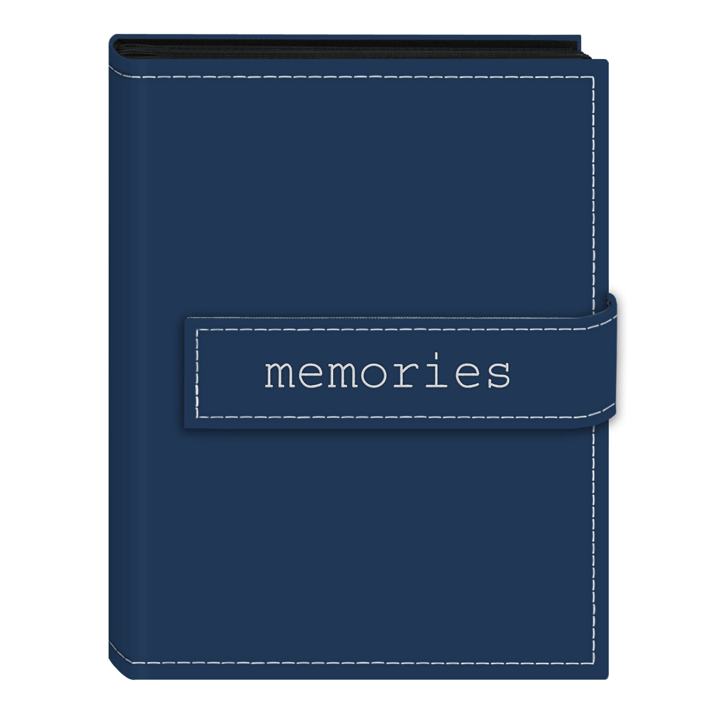 Pioneer Photo Albums 36-Pocket 4 by 6-Inch Embroidered "Memories" Strap Sewn Leatherette Cover Photo Album, Mini, Blue