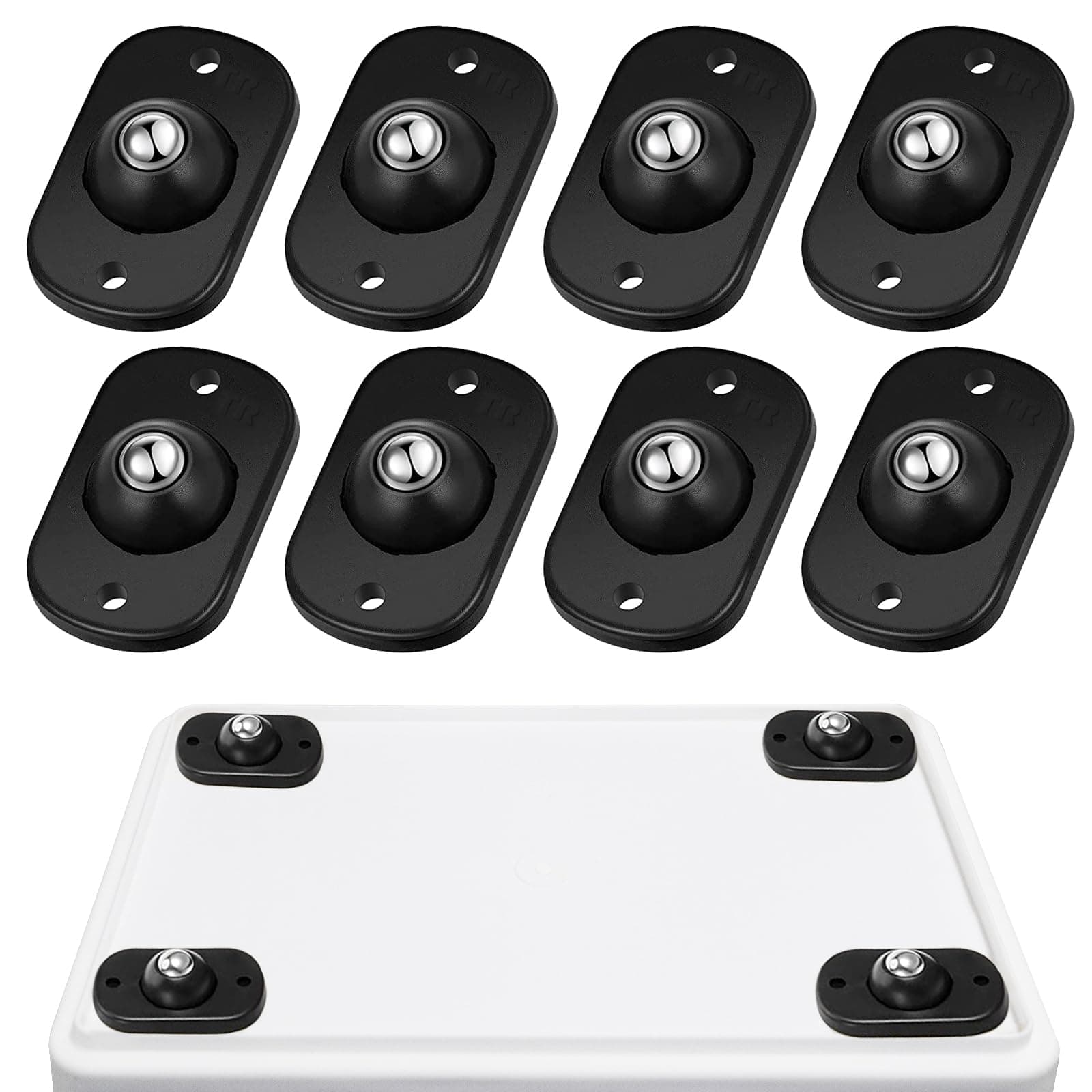 TRVL FIELDER Self Adhesive Caster Wheels, Appliance Rollers Appliance Slider for Kitchen, 360° Swivel Small Casters - Solve Coffee Maker Air Fryer Small Appliances Countertop Sliding (8, Black-Swivel)