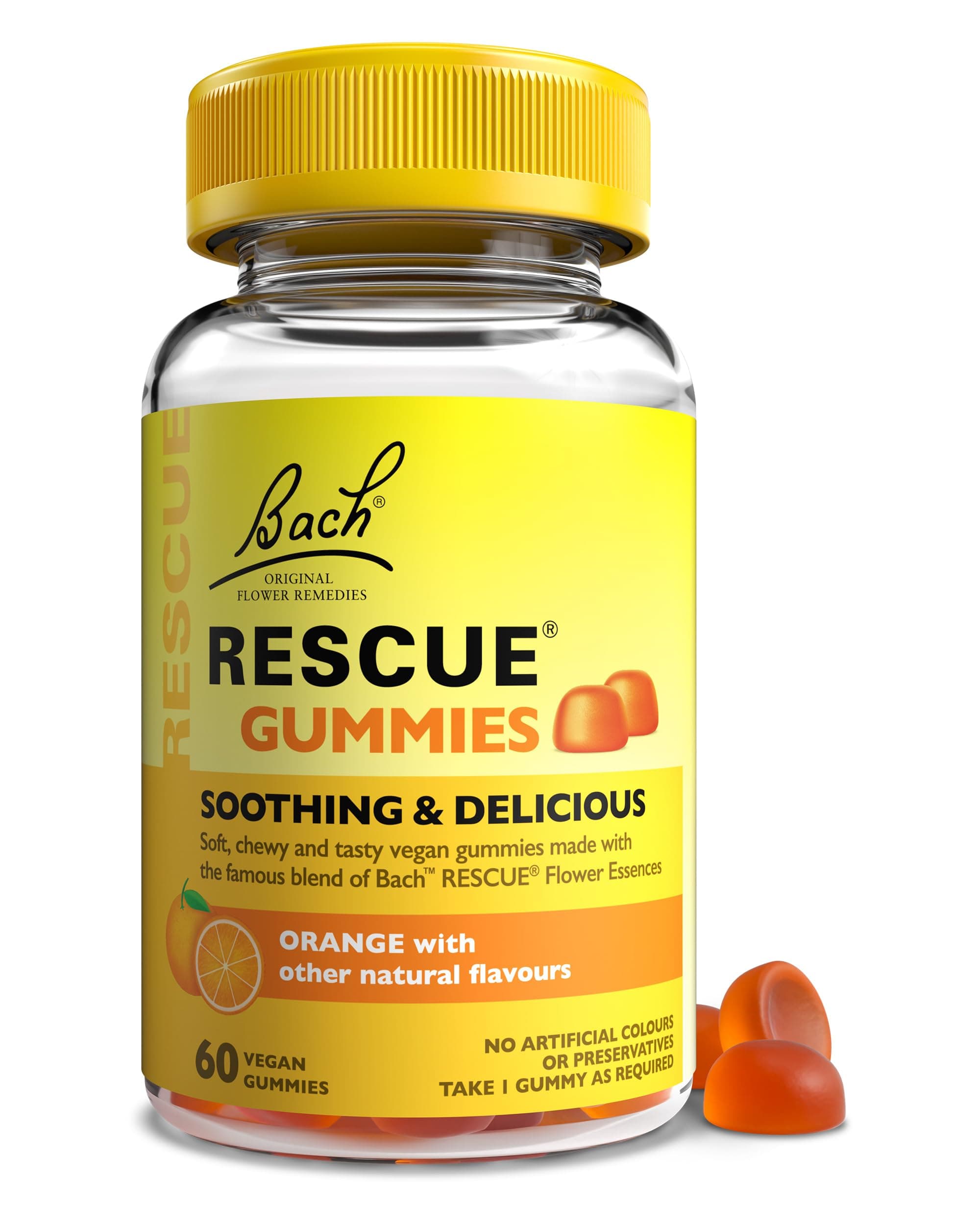 Rescue Remedy Gummies | Orange Flavoured | Daily Support for Stressful Moments | Bach™ Original Flower Essences | 60 Vegan Gummies