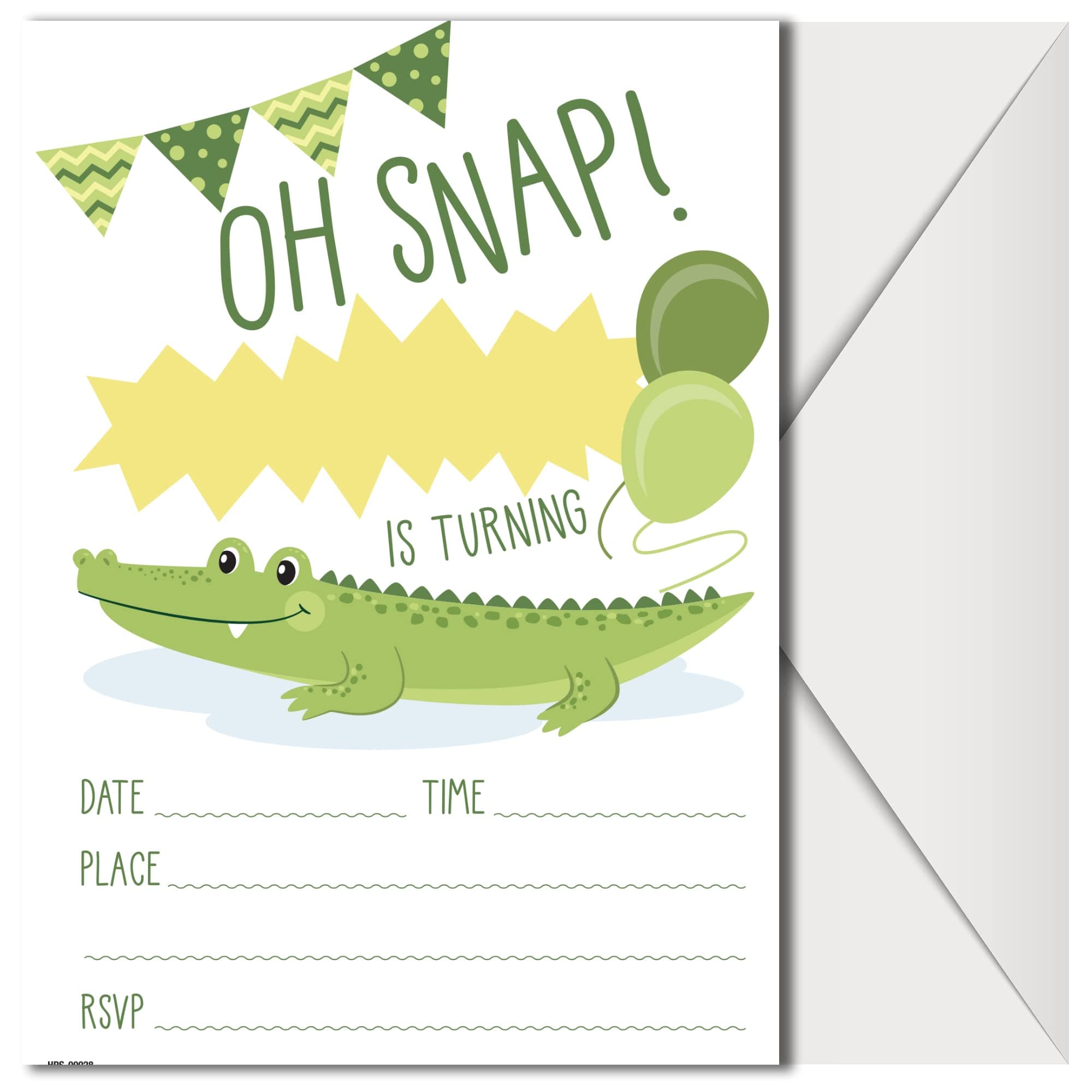 Alligator Birthday Invitations with Envelopes - (Pack of 20) - Crocodile Party Invites for Boys, Girls, Toddlers, Children and More. Alligator Party Supplies. Fill In Style.