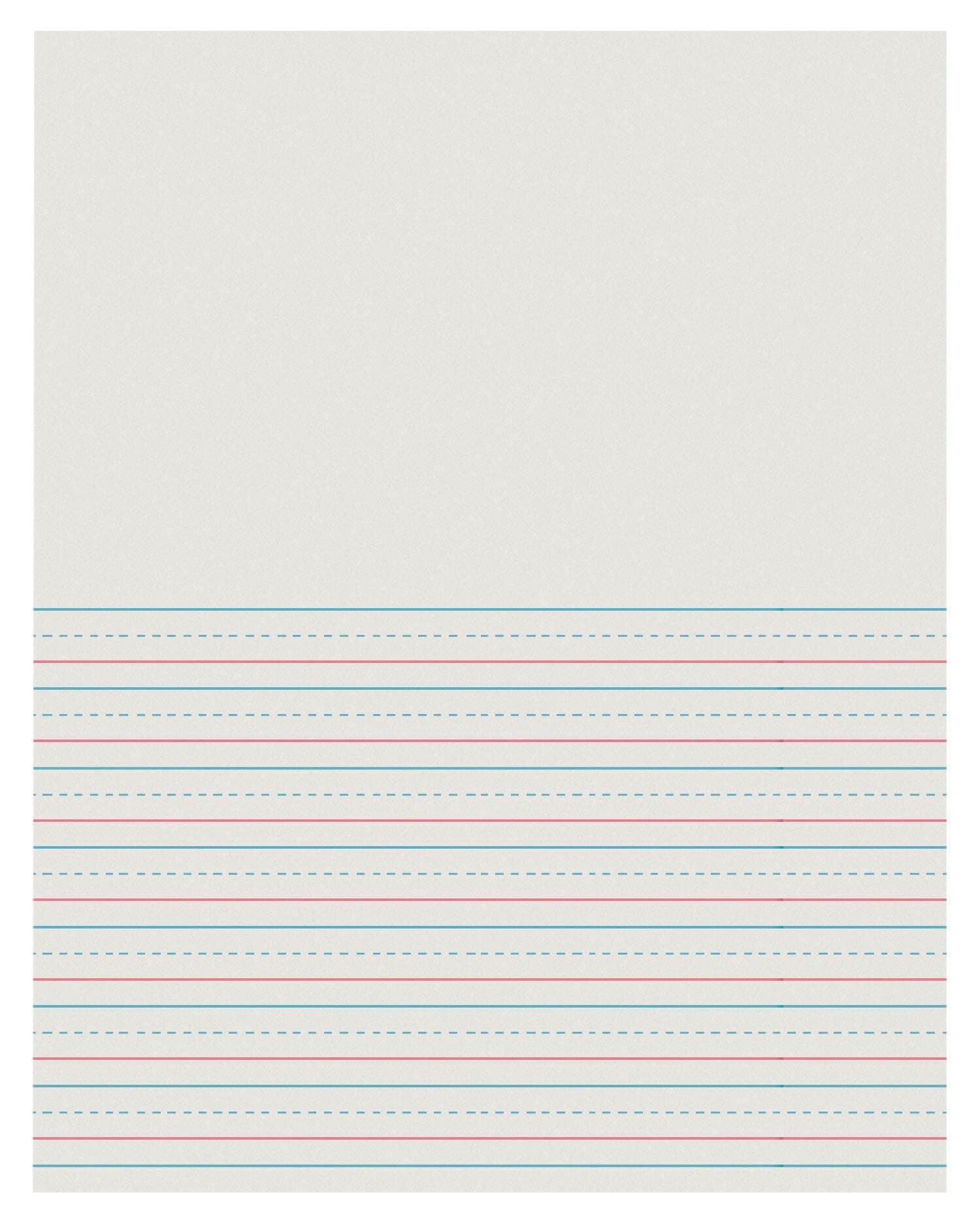 Red & Blue Storybook Paper, 1/2 Inch Ruled Short Way, 8-1/2 x 11 Inches, 500 Sheets,White