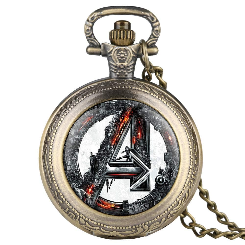 Fashion Black Mens Pocket Watch, Marvel Comics Supermen Pattern Pocket Watches for Boys, Unique Necklace Pendant Pocket Watch for Teenager - dgsdrhs