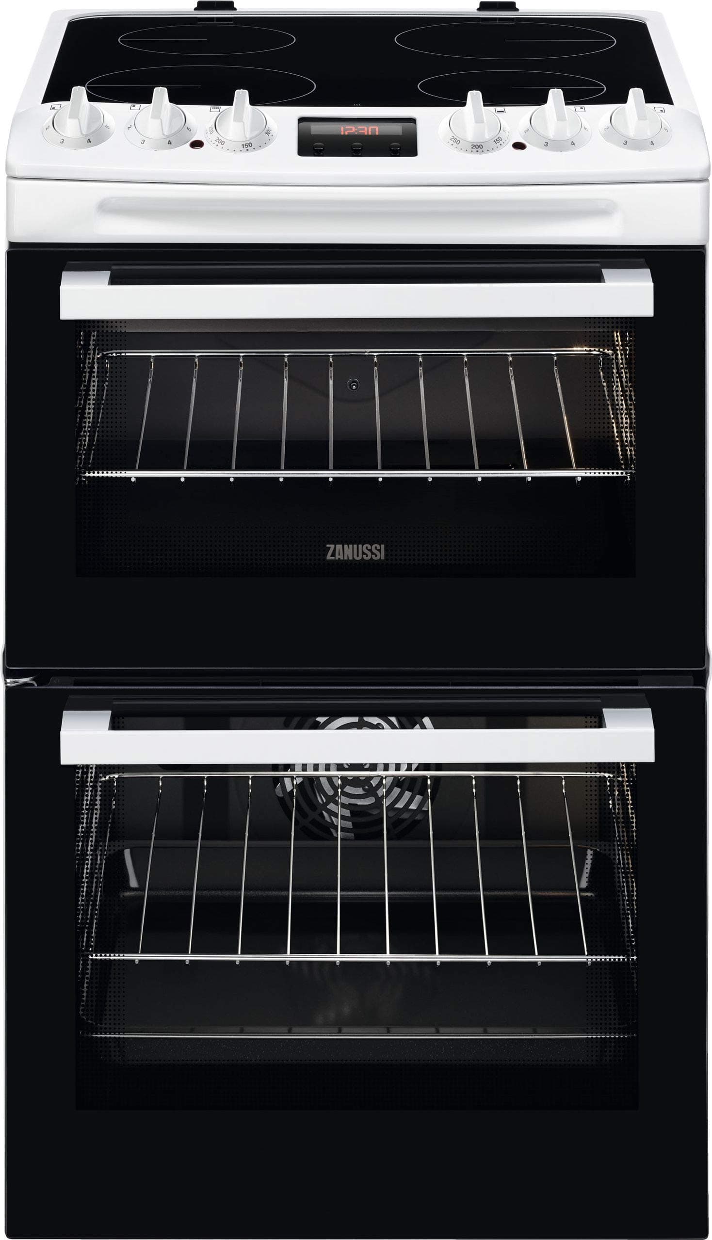 Zanussi 55cm Double Oven Electric Cooker with Catalytic Liners - White