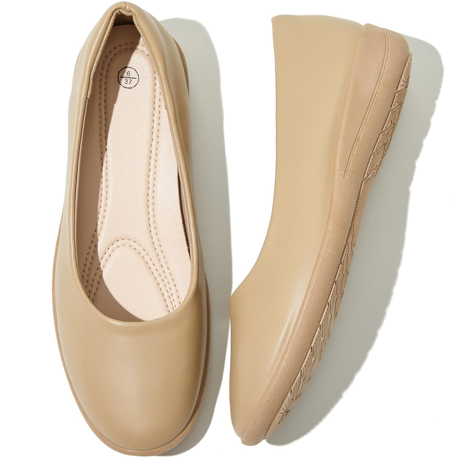 Women's Comfortable Black Leather Dress Ballerina Flats for Office and Work