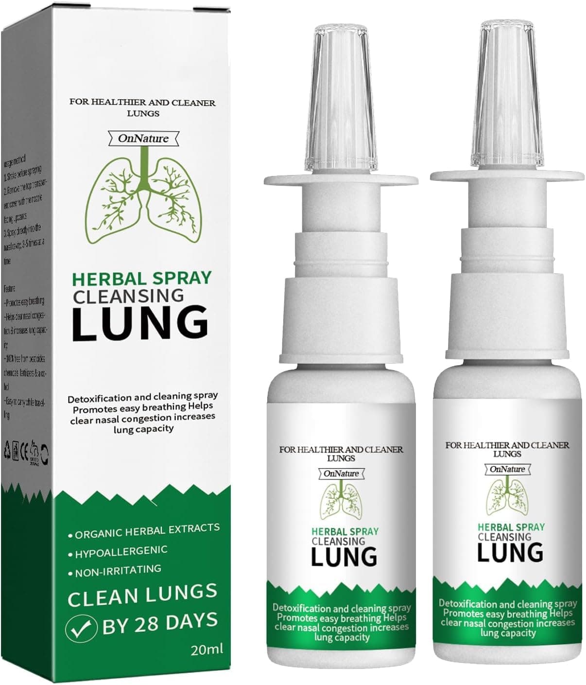 Heyzeibo Seurico Organic Herbal Lung Cleanse Repair Nasal Spray, Onnature Herbal Spray Cleansing Lung Spray, Seurico Lung Spray, Herbal Spray Cleansing Lung Nasal Spray (2PCS)