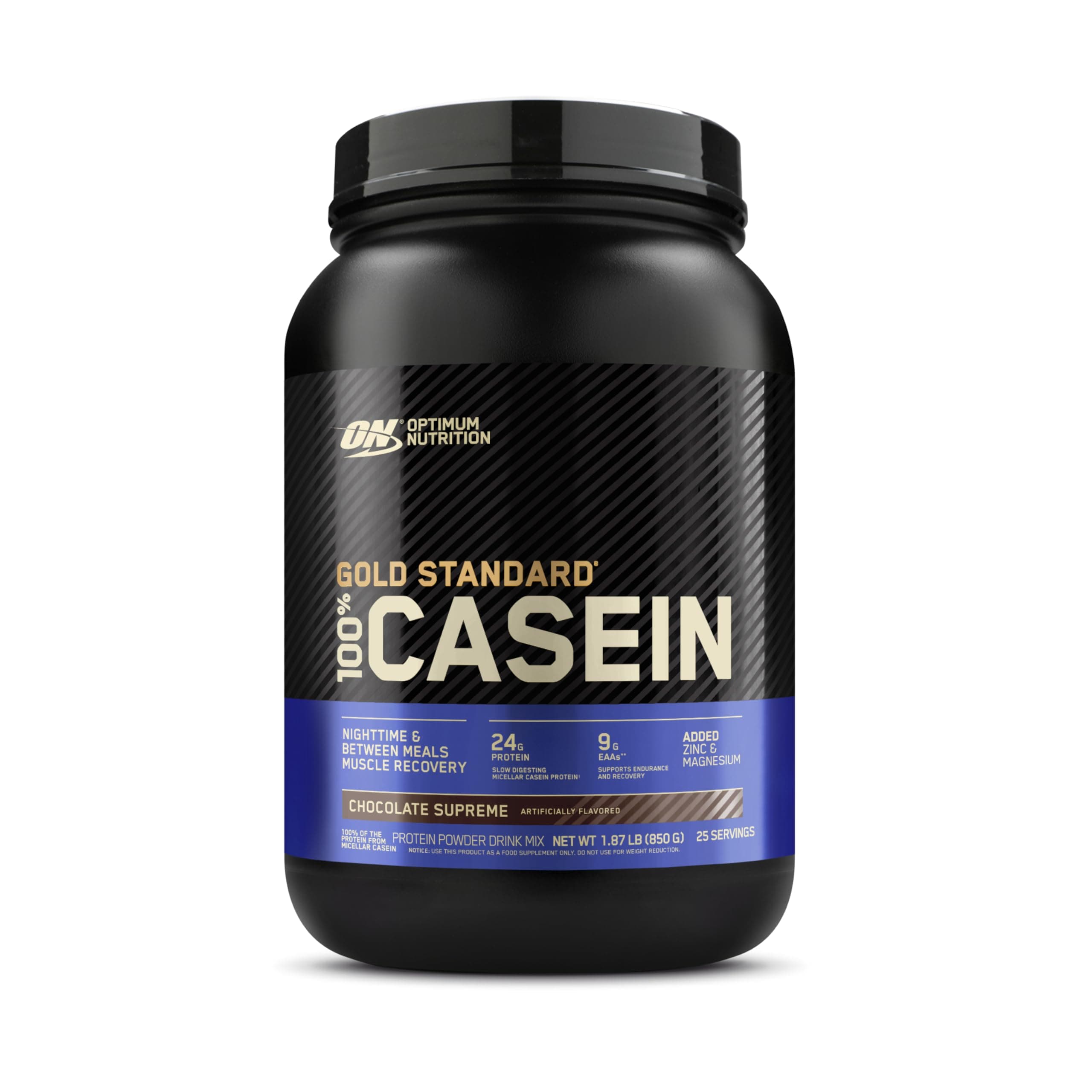 Optimum Nutrition Gold Standard 100% Micellar Casein Protein Powder, Slow Digesting, Helps Keep You Full, Overnight Muscle Recovery, Chocolate Supreme, 2 Pound (Packaging May Vary)