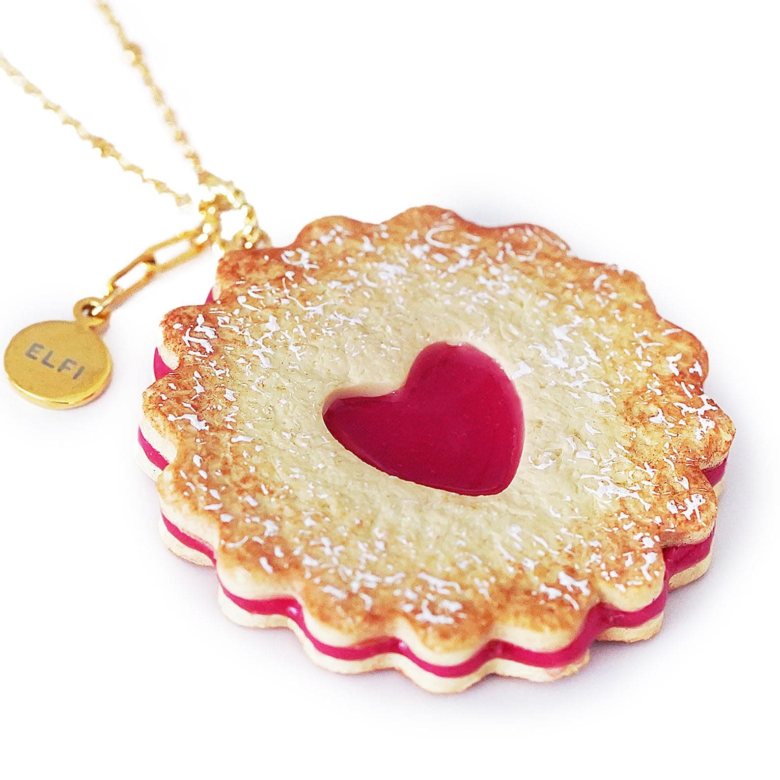 Cute Heart Jam Cookie Necklace Polymer Clay Dessert Jewelry, Kawaii Food Pendant Pastel Gift for Her Christmas Gift Idea Birthday Gift