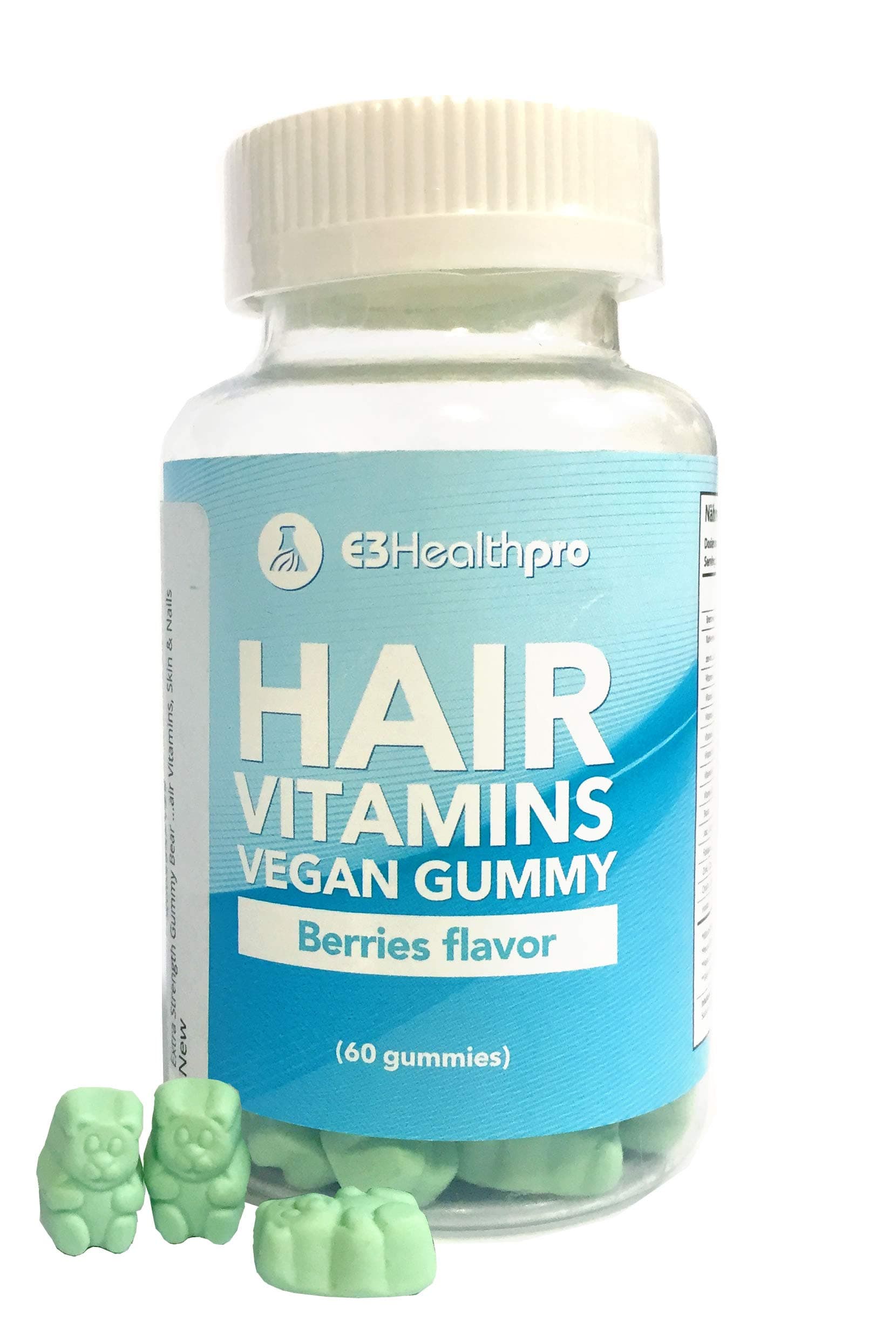 Extra Strength Gummy Sugar Free Bear Hair Vitamin Gummies with Biotin, Vitamin A, Vitamin C, Vitamin D, Vitamin E, Vitamins B6/B12 - Berry Flavored Vitamins, Hair Vitamins, Skin & Nails