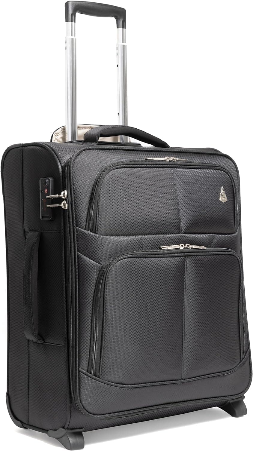 Lightweight Easyjet and British Airways BA Maximum Cabin Allowance Hand Luggage Travel Suitcase 56x45x25 with 2 Wheels (22", 60 Litre, Black)