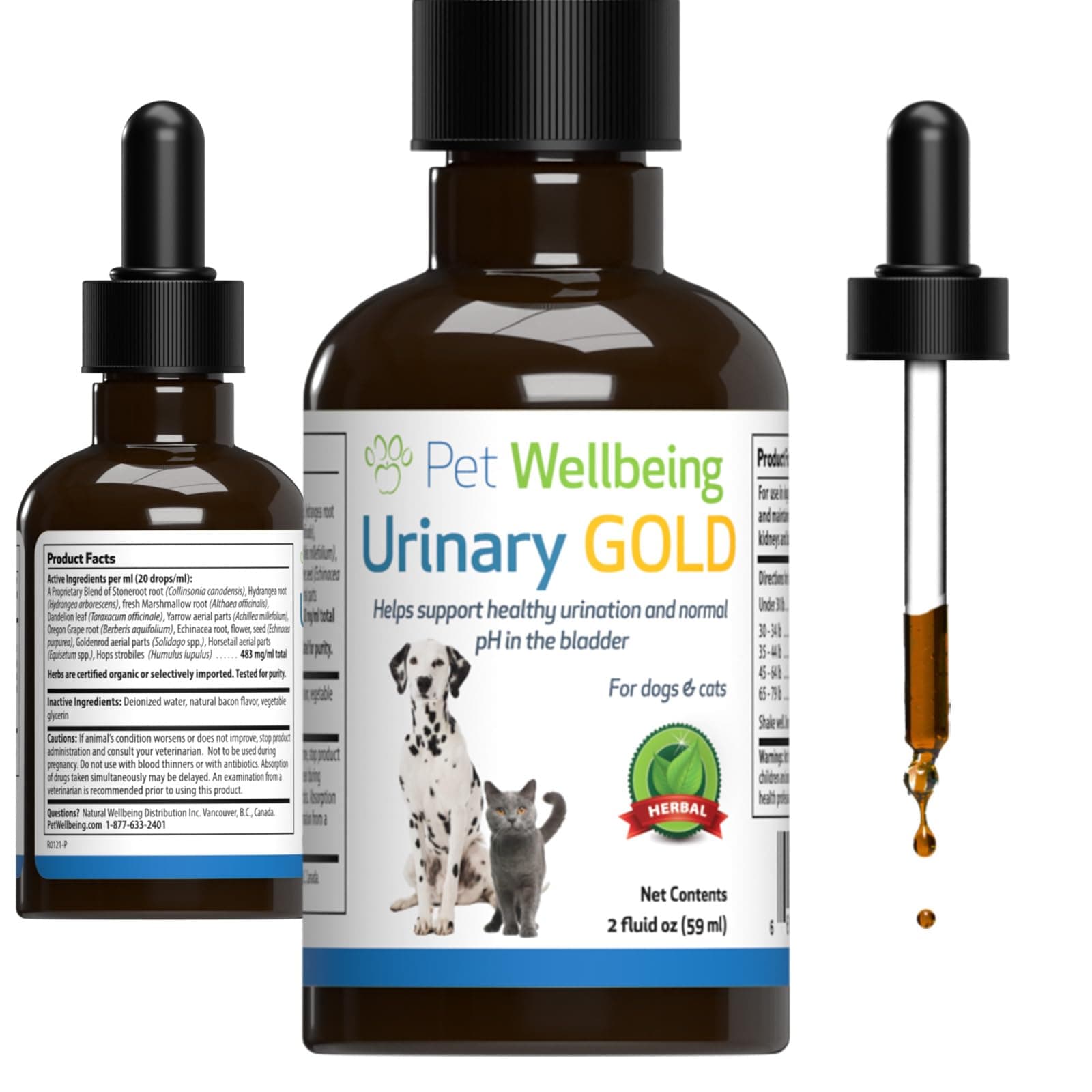 Pet Wellbeing Gold Urinary for Cats - The Natural Health Support of the Feline Urinary Tract - 2 Oz (59 ml)