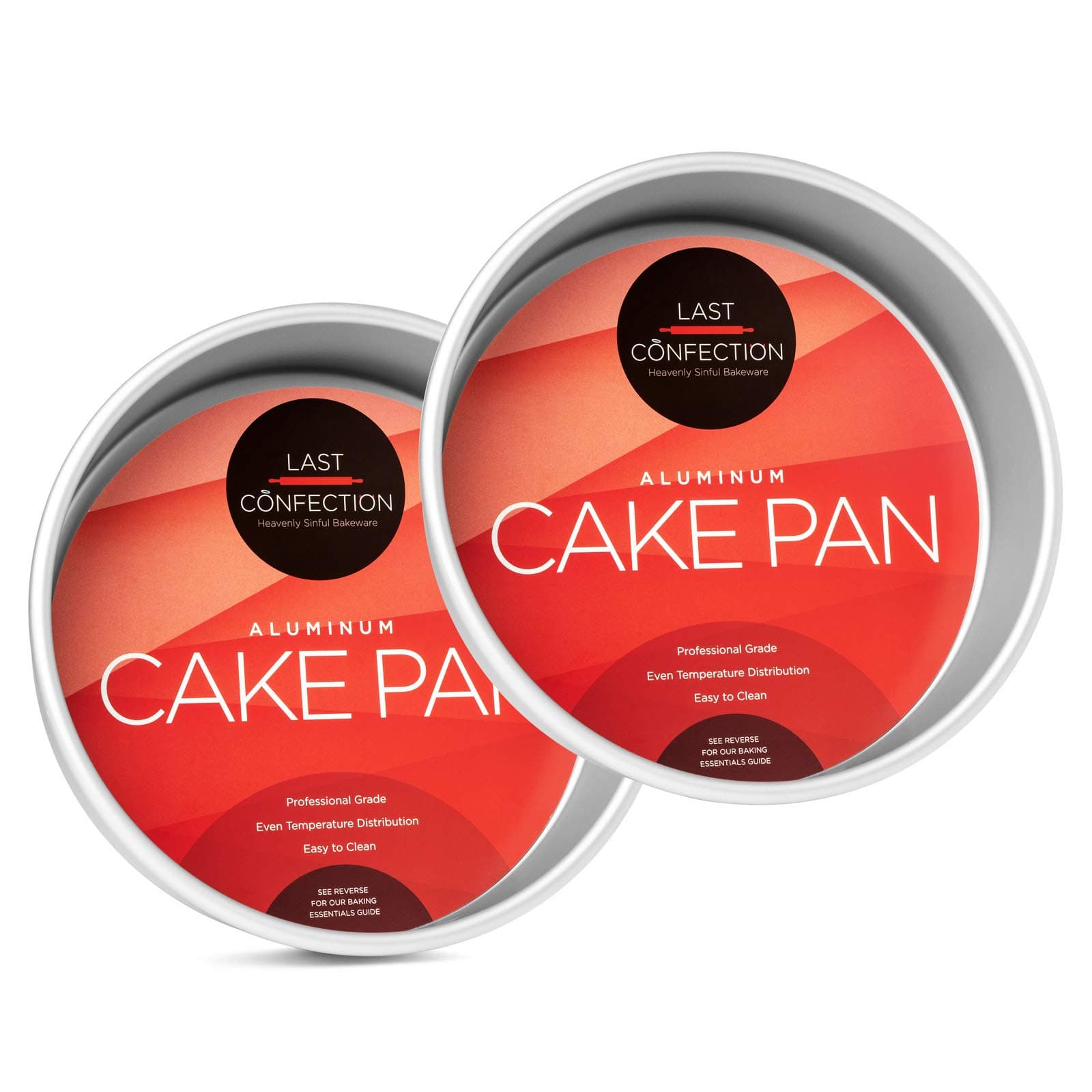 Last Confection 8 x 2 Inch Round Cake Pans, Set of 2 Anodized Aluminum Cake Pans Baking Tins