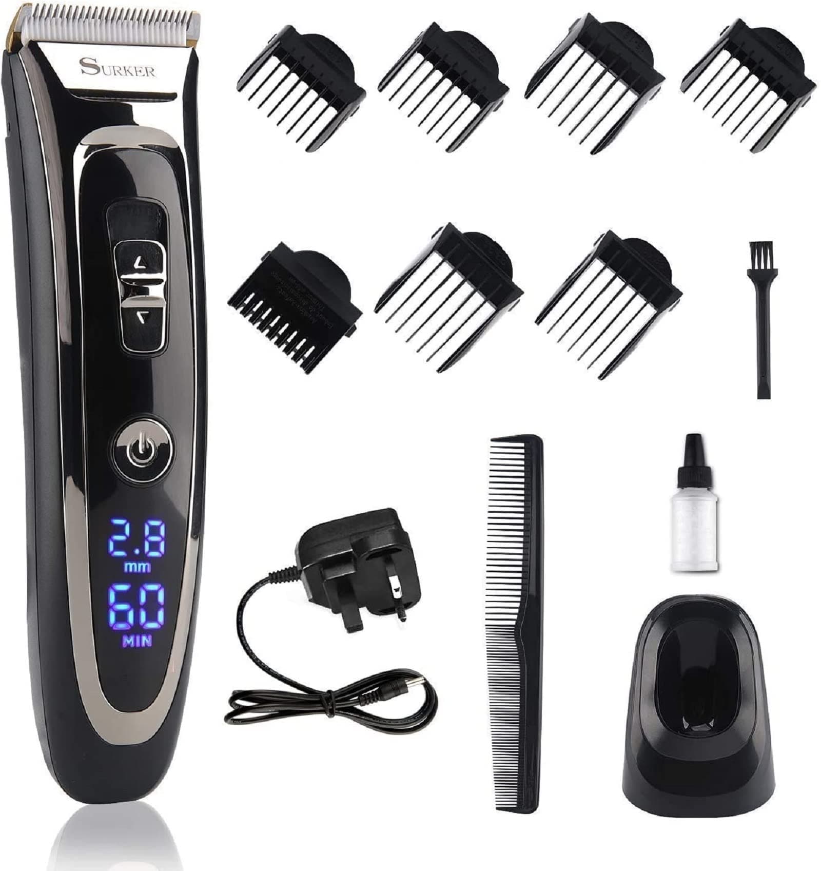 Hair Clipper Men, Professional Cordless Hair Trimmer, Rechargeable Mens Grooming Kit Hair Cutting Machine with LED Display, Ceramic Blade Hair Shaver