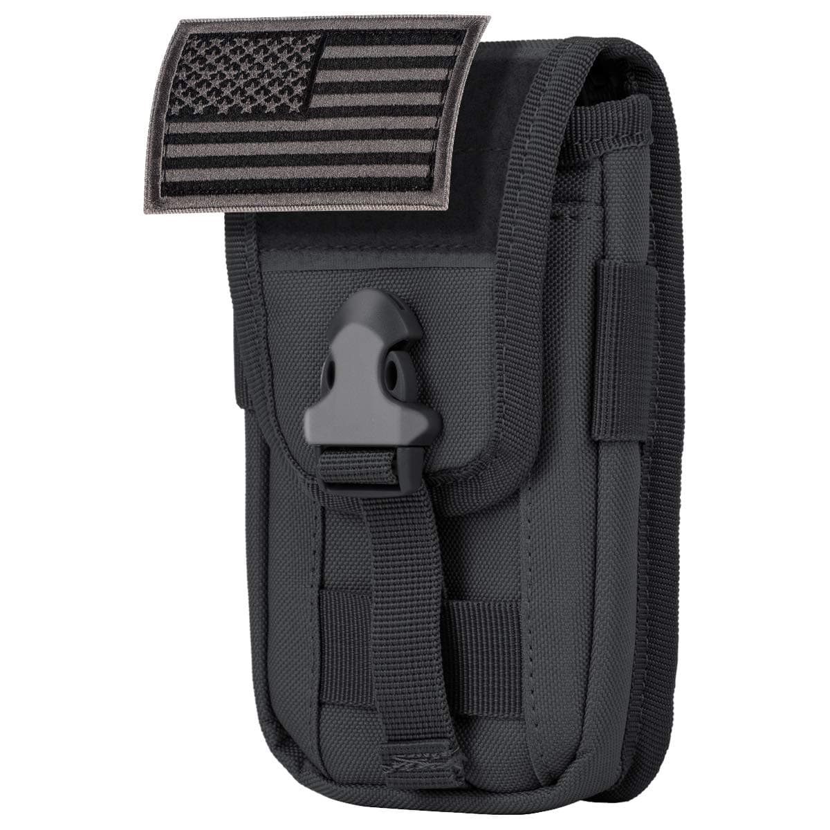 'IronSeals Tactical Cell Phone Holster Pouch, Tactical Smartphone Pouches Cellphone Case Molle Gadget Bag Molle Attachment Belt Holder Waist Bag for 4.7''-6.7'' with US Flag Patch'