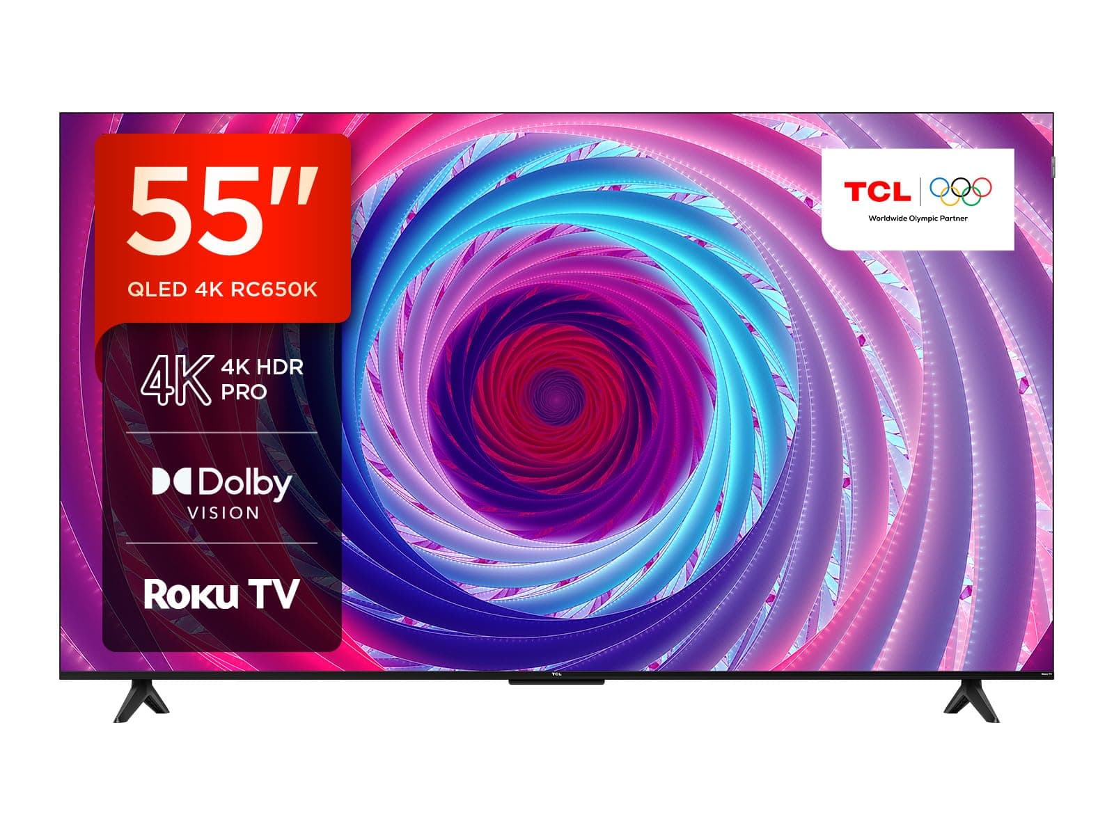 TCL 55RC650K 55-inch QLED Pro Television, 4K Ultra HD, Roku TV (Smart TV with Dolby Vision & Audio, HDR 10+, compatible with Google assistant & Alexa)