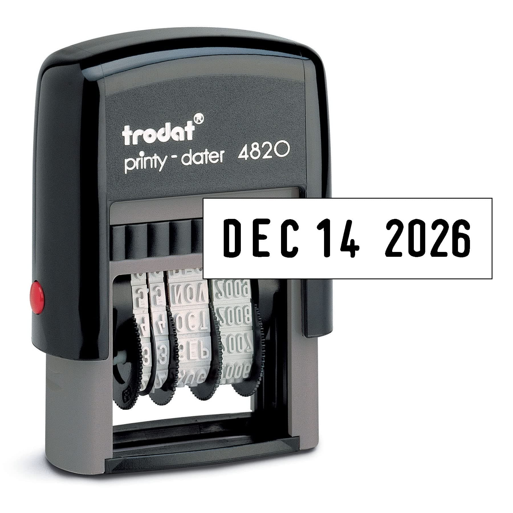 Trodat Printy 4820 Date Stamp, Self-Inking Stamp for Professional and Personal Applications, 3/8” x 1-¼”, Eco-Friendly Climate Neutral Product (Black)