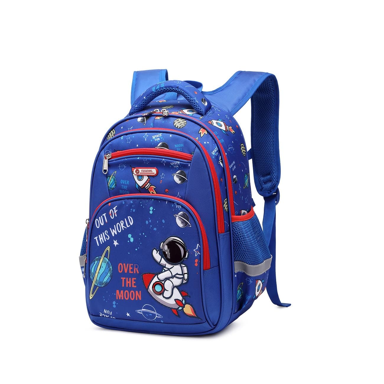 CusangelKid Bookbag Boy Kindergarten Elenemtary Preschool Multi Compartment Backpack, Chest Strap Side Pockets