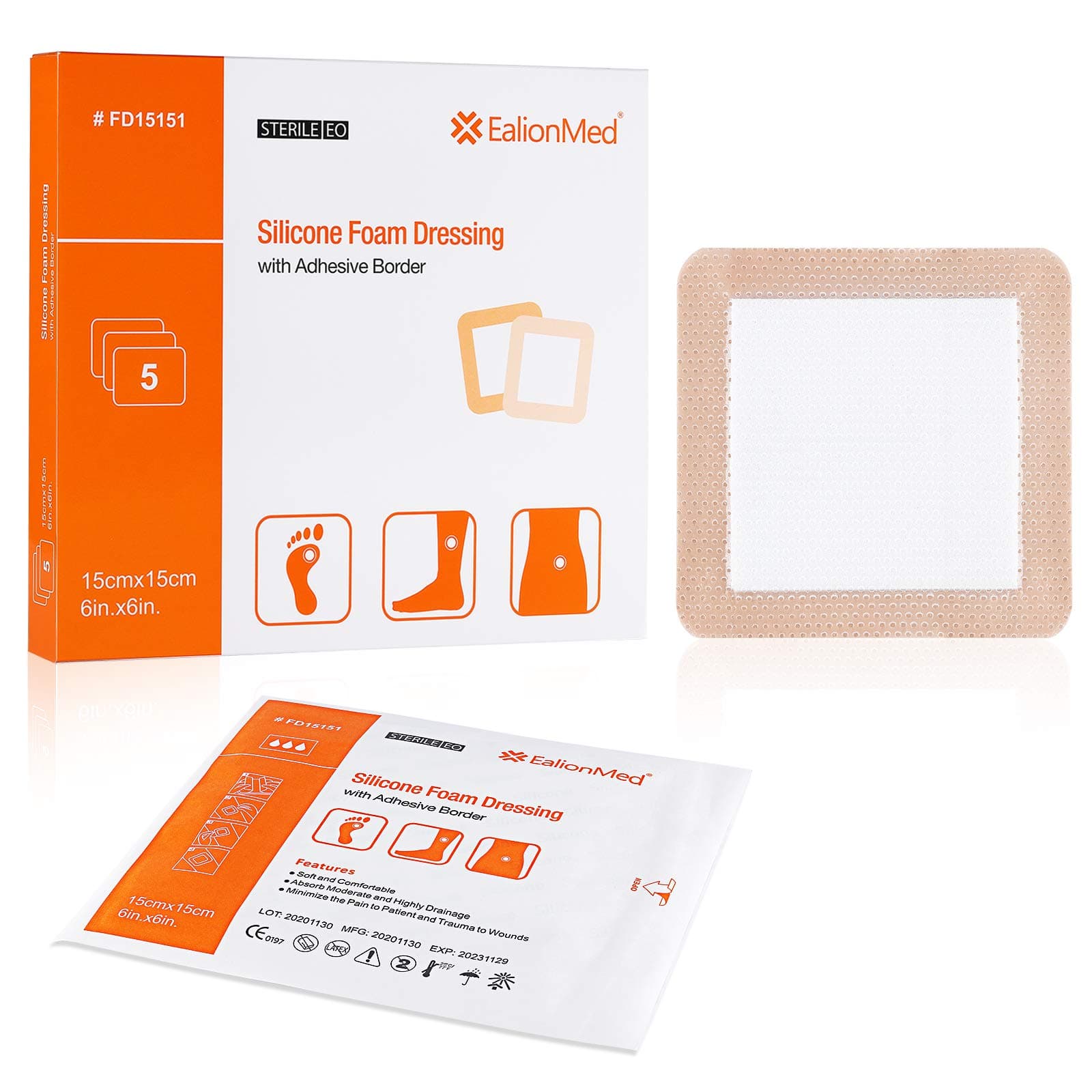 EalionMed Silicone Foam Dressing with Adhesive Border