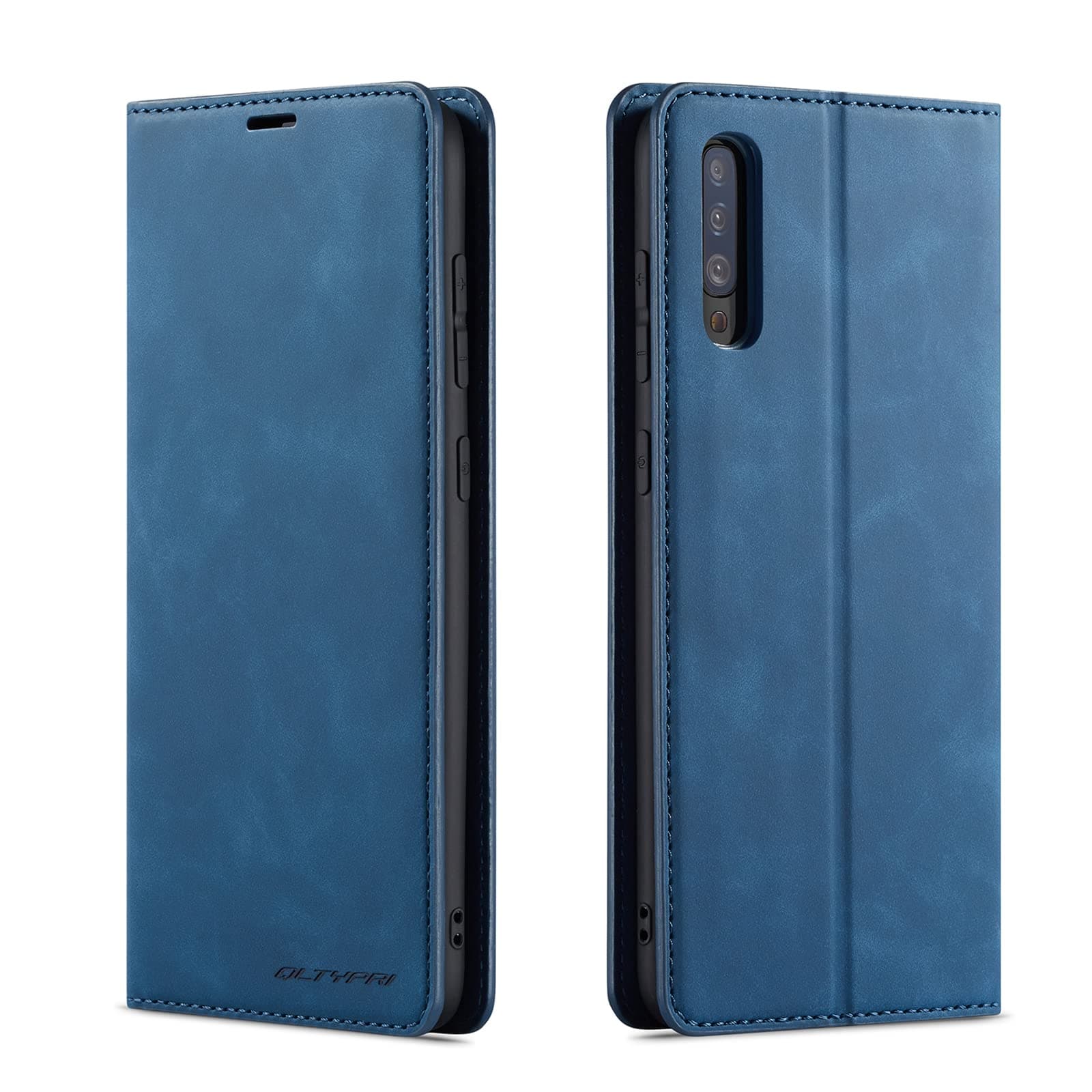 QLTYPRI Case for Samsung Galaxy A50, Premium PU Leather Cover TPU Bumper with Card Holder Kickstand Hidden Magnetic Adsorption Flip Wallet Case Cover for Samsung Galaxy A30S A50 A50S - Blue