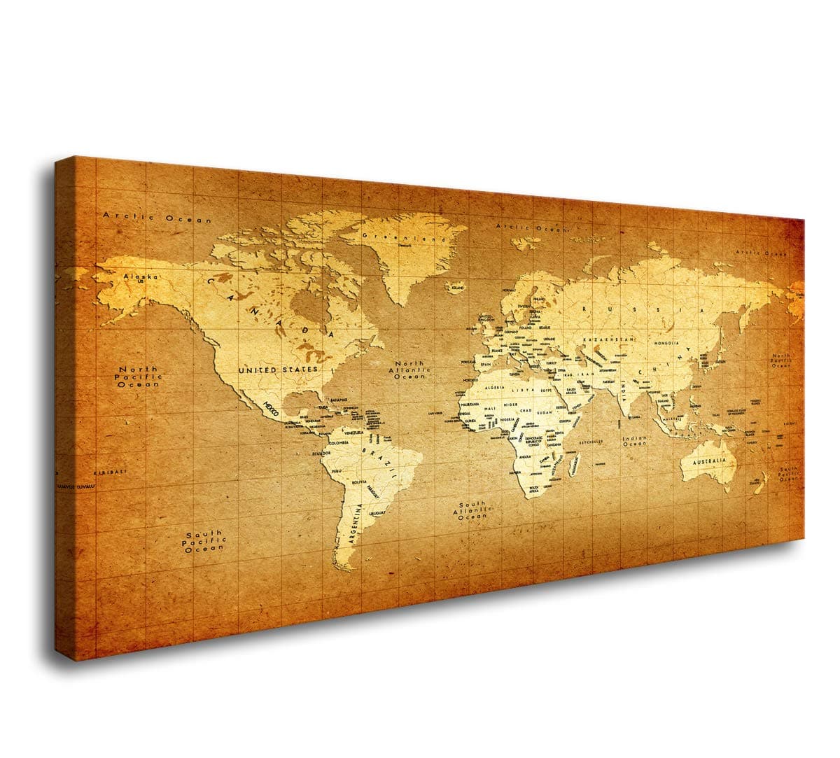 Baisuwallart-Posters & Prints Artwork Wall Art Detailed Old World Map Paintings Stretched and Framed Canvas Prints Picture for Home Decorations Office Wall Decor 24x48inch