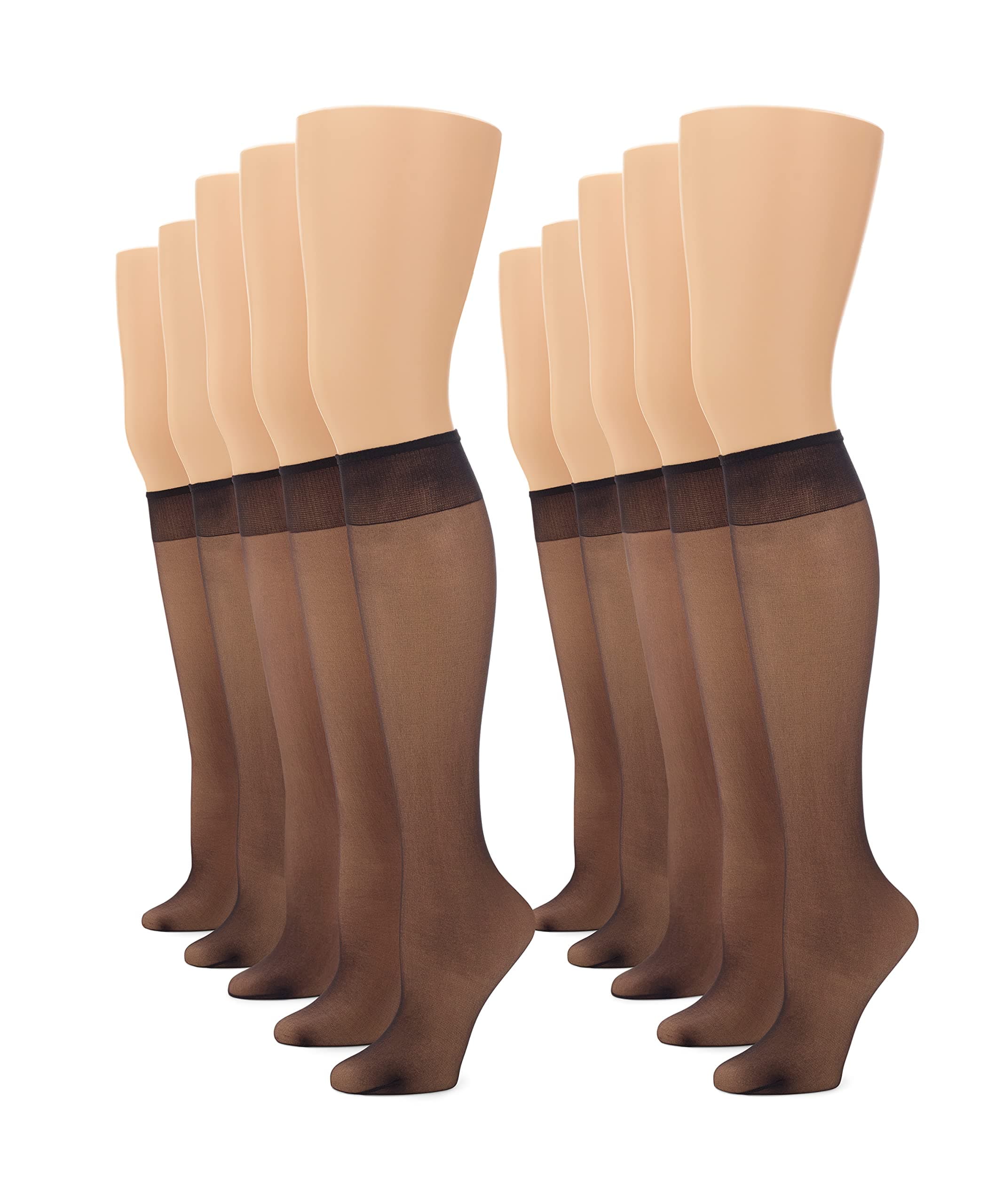 Women's Sheer Knee Highs with Comfort Top Nylon Trouser Stockings Value Pack