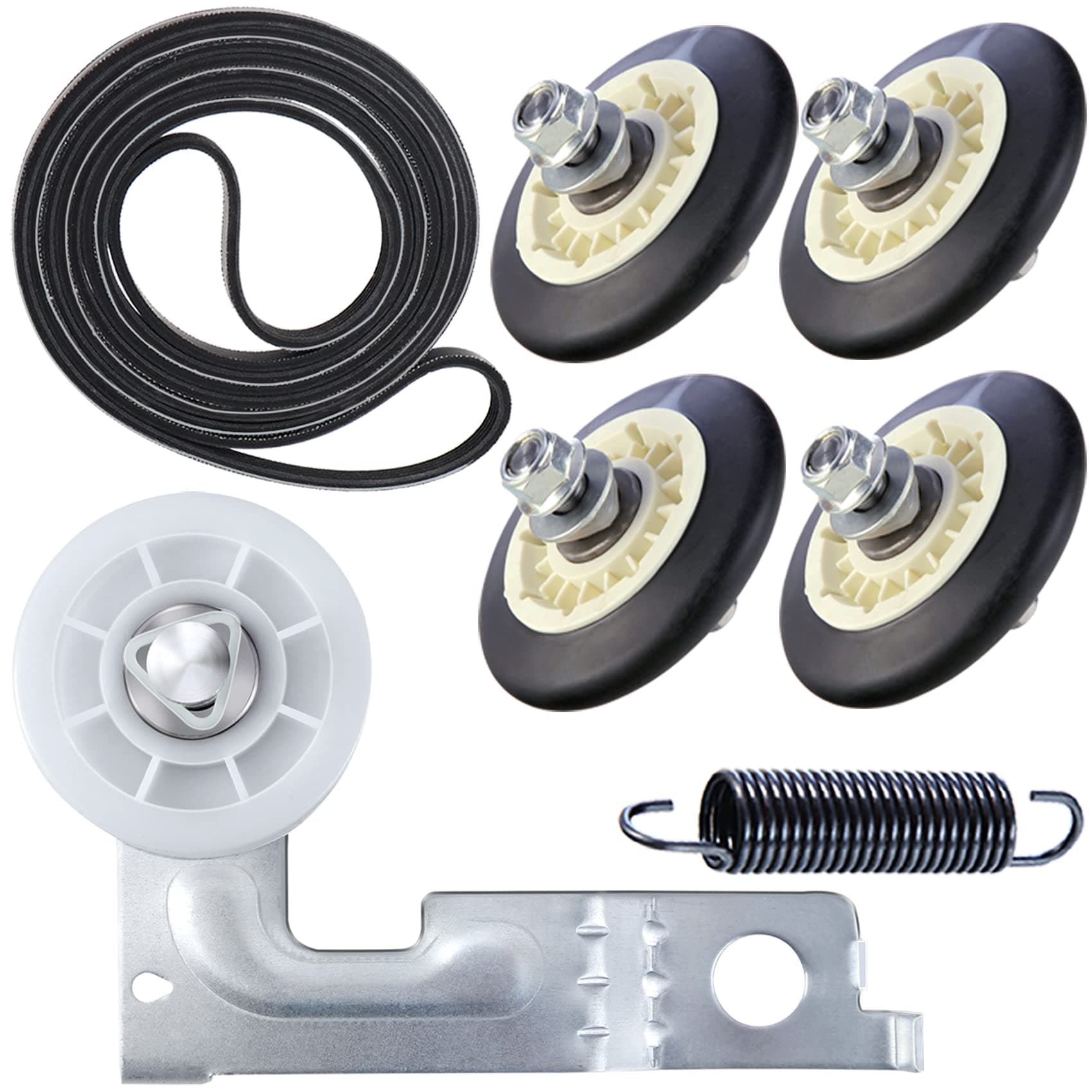 Upgraded Dryer Repair Kit Compatible with LG Kenmore Dryers Includes 4581EL2002C Dryer Drum Roller 4400EL2001A Dryer Belt 4561EL3002A Idler Pulley and Spring,Figures 6 and 7 are Fit Models