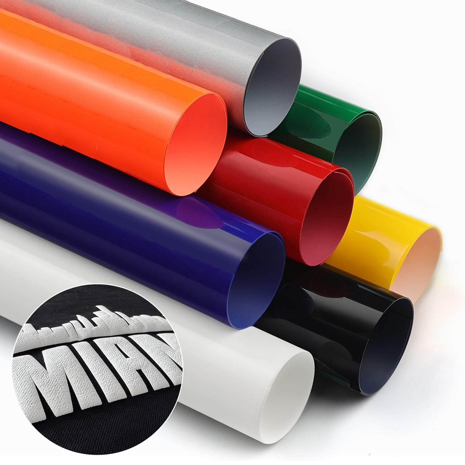 TransWonder Puff-Vinyl-Heat-Transfer - 8Pcs 3D Puff Heat Transfer Vinyl for T-Shirts, 12x10" Puff HTV Vinyl Bundle for Cricut Silhouette Cameo Heat Press