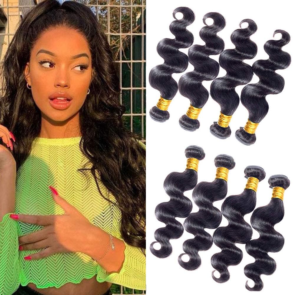10A Brazilian Hair Body Wave Bundles 4Pcs 24 26 28 30 Inch Human Hair Weaves Bodywave Virgin Hair Extra Long Natural Black for Women