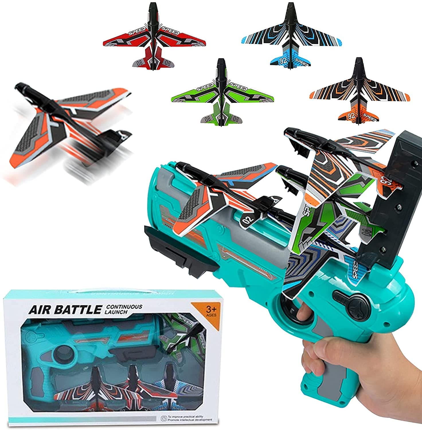 AM ANNA Airplane Outdoor toys,Kids Airplane Toys Airplane Launcher Toys for Kids Outdoor Sport Flying Toys and Outdoor Shooting Toys Gifts for 4 5 6 7 8 9 10 12 Year Old Boys Girls(Foam Airplane)