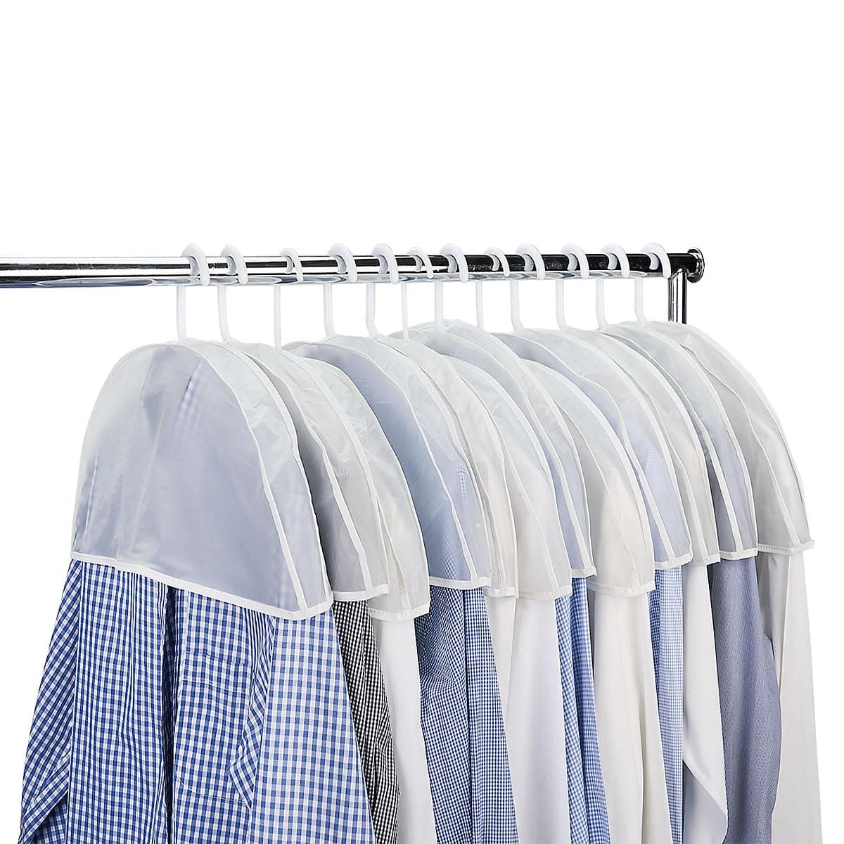 Lillian Vernon Frosted Vinyl Coat, Suit Shirt & Dress Shoulder Covers- Wardrobe Protection, 22" x 8" (set of 12) 2 inch Gusset, Closet Organization Storage