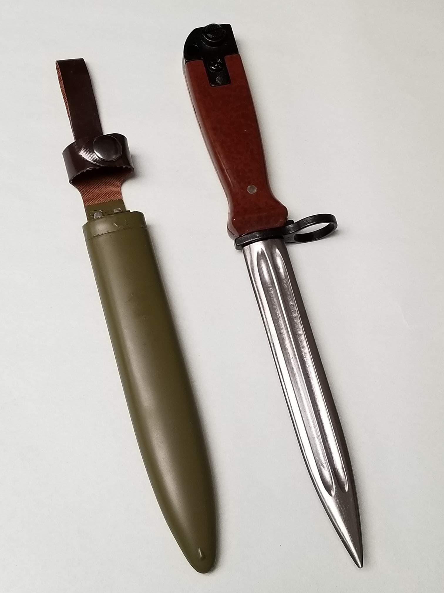 Bayonet T-81 Chinese Military Combat Knife, 12 inches, Spring Steel or High Carbon Steel, Wood Handle, Easy Carry