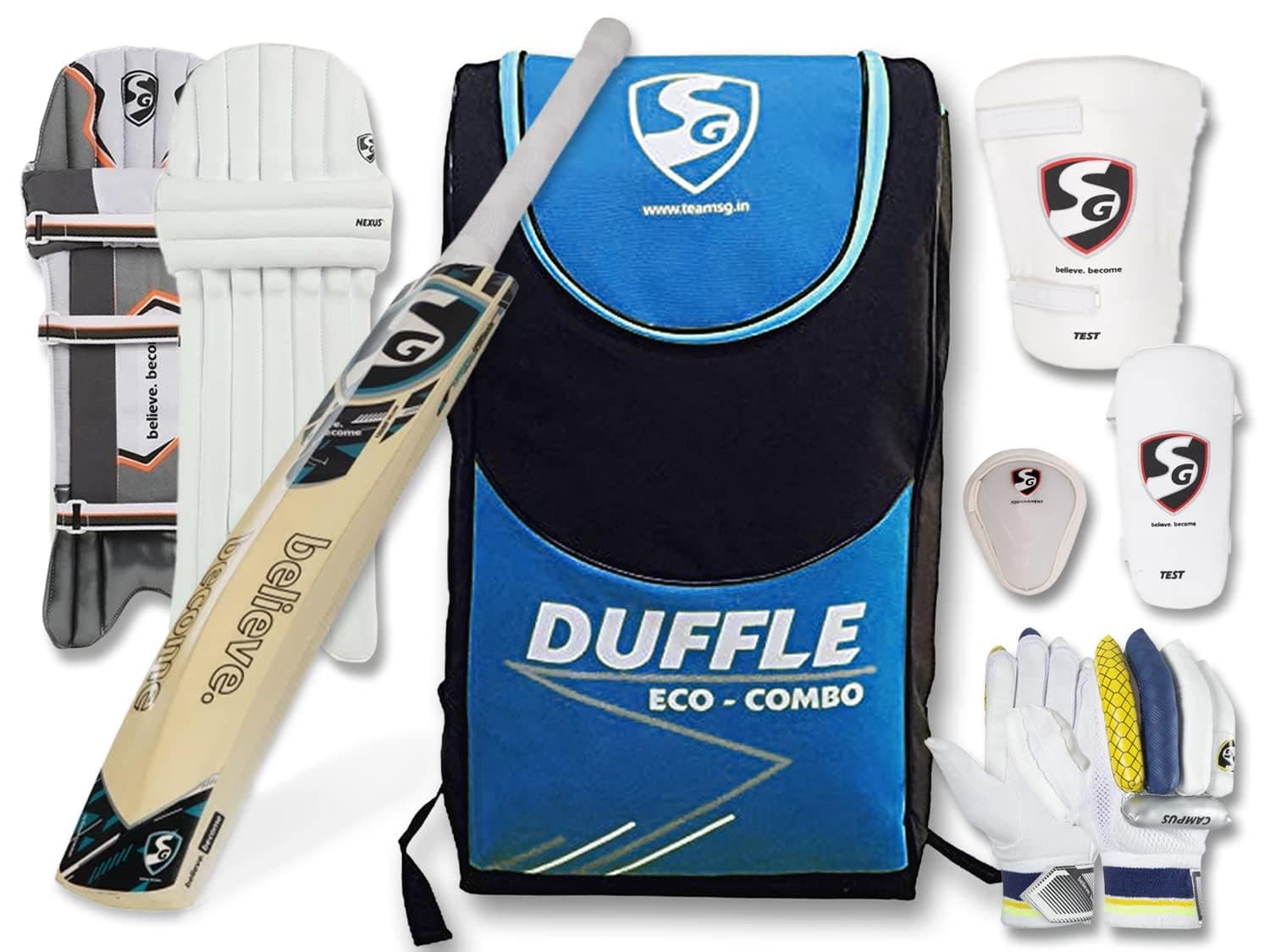 SG complete Cricket Kit with Helmet Leather Ball for 11 to 14 Year Boy Multicolor Size 6