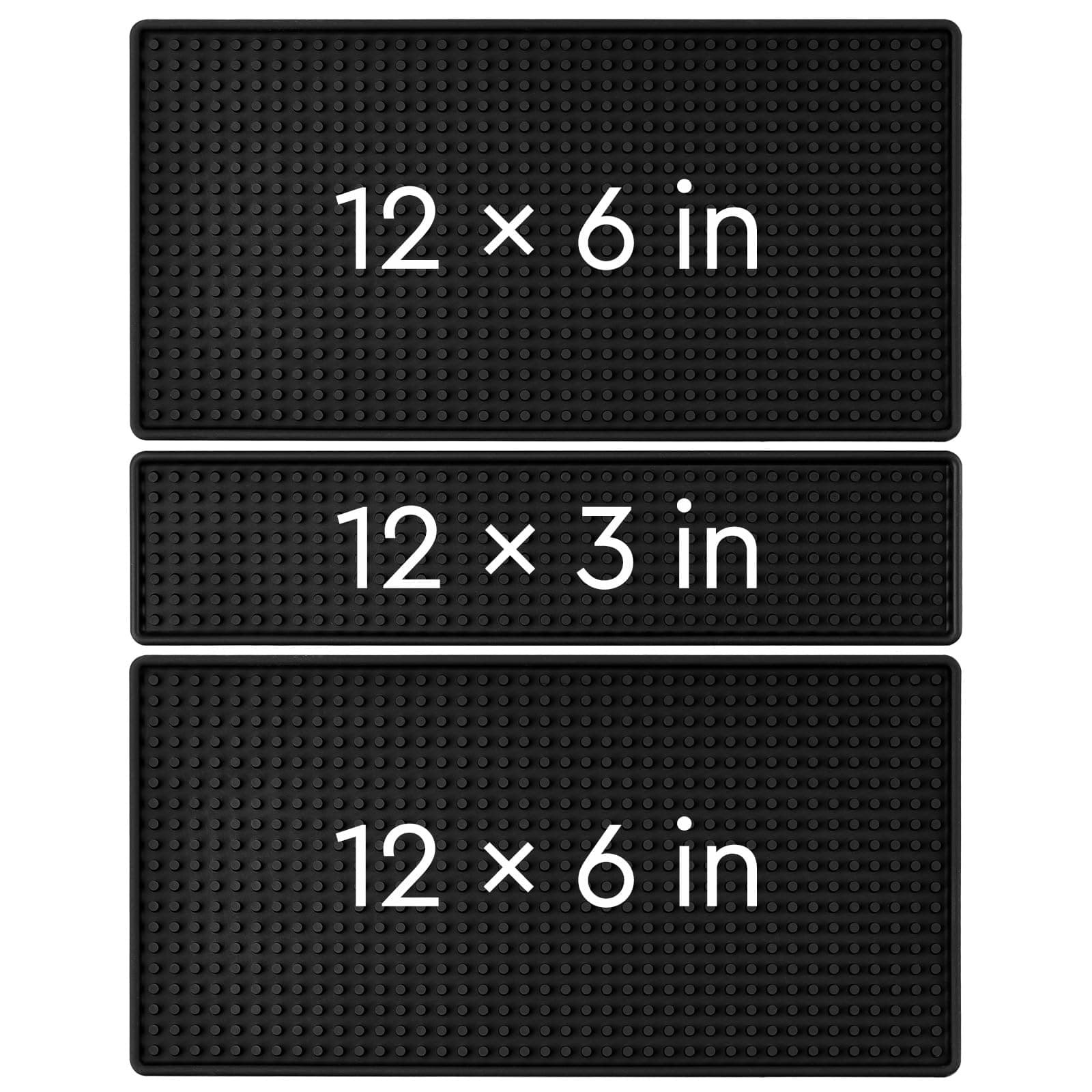 Bar Mat Set for Countertop, 3 Pack Rubber Bar Mats for Coffee Bar, Kitchen, Bartending, Espresso & Dish Drying, Non-Slip Rubber Mat with Deep Prongs Helps Contain Spills, Durable Black Bar Accessories