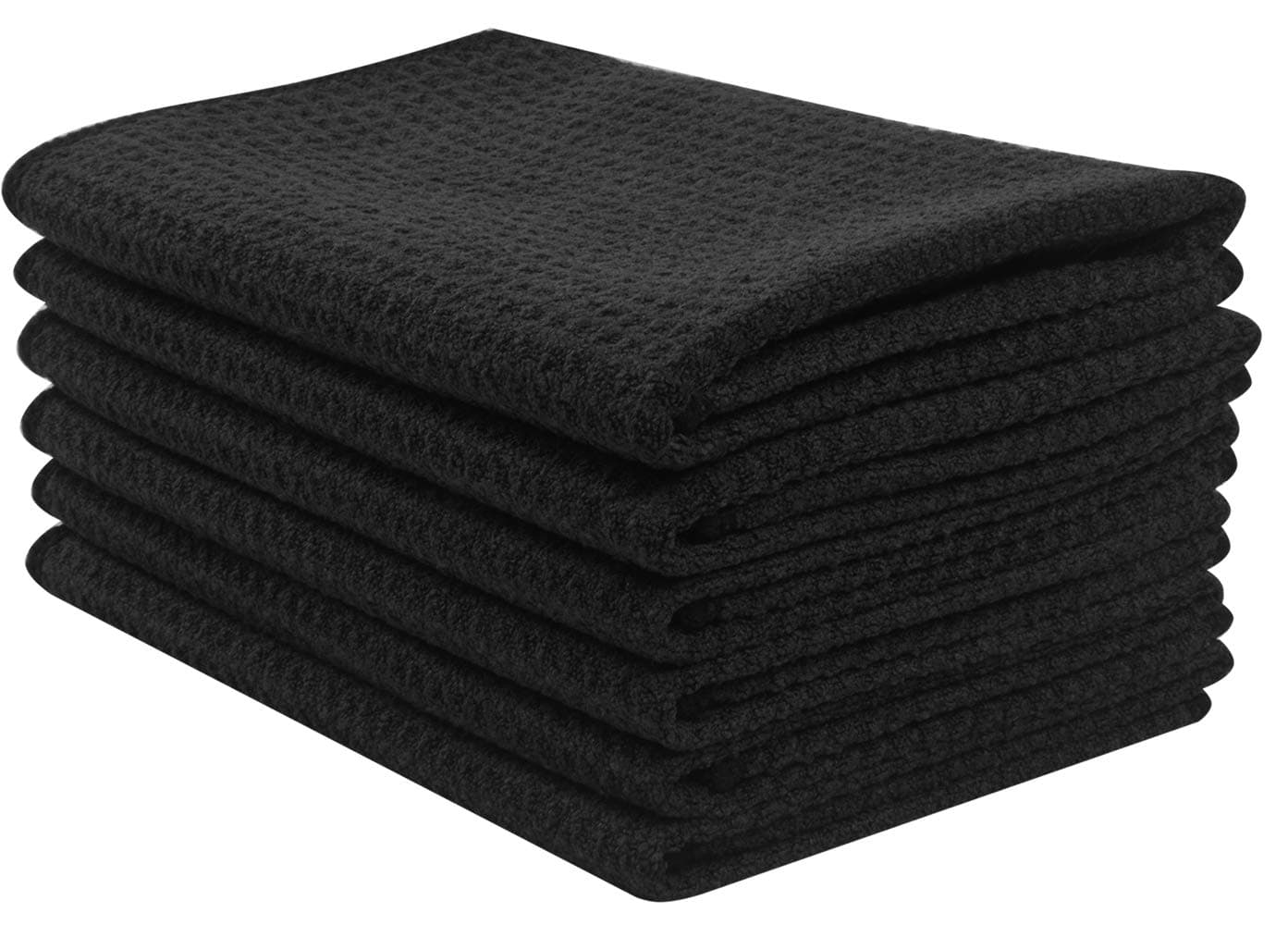 SINLANDThick Microfiber Waffle Weave Dish Cloths Dishcloths Washcloths Facial Cloths (Black, 12"x12")