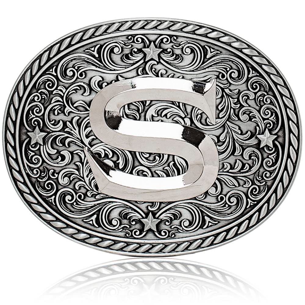 Western Cowboy/Cowgirl Initial Belt Buckle - Large, Letter Buckles For Men And Women