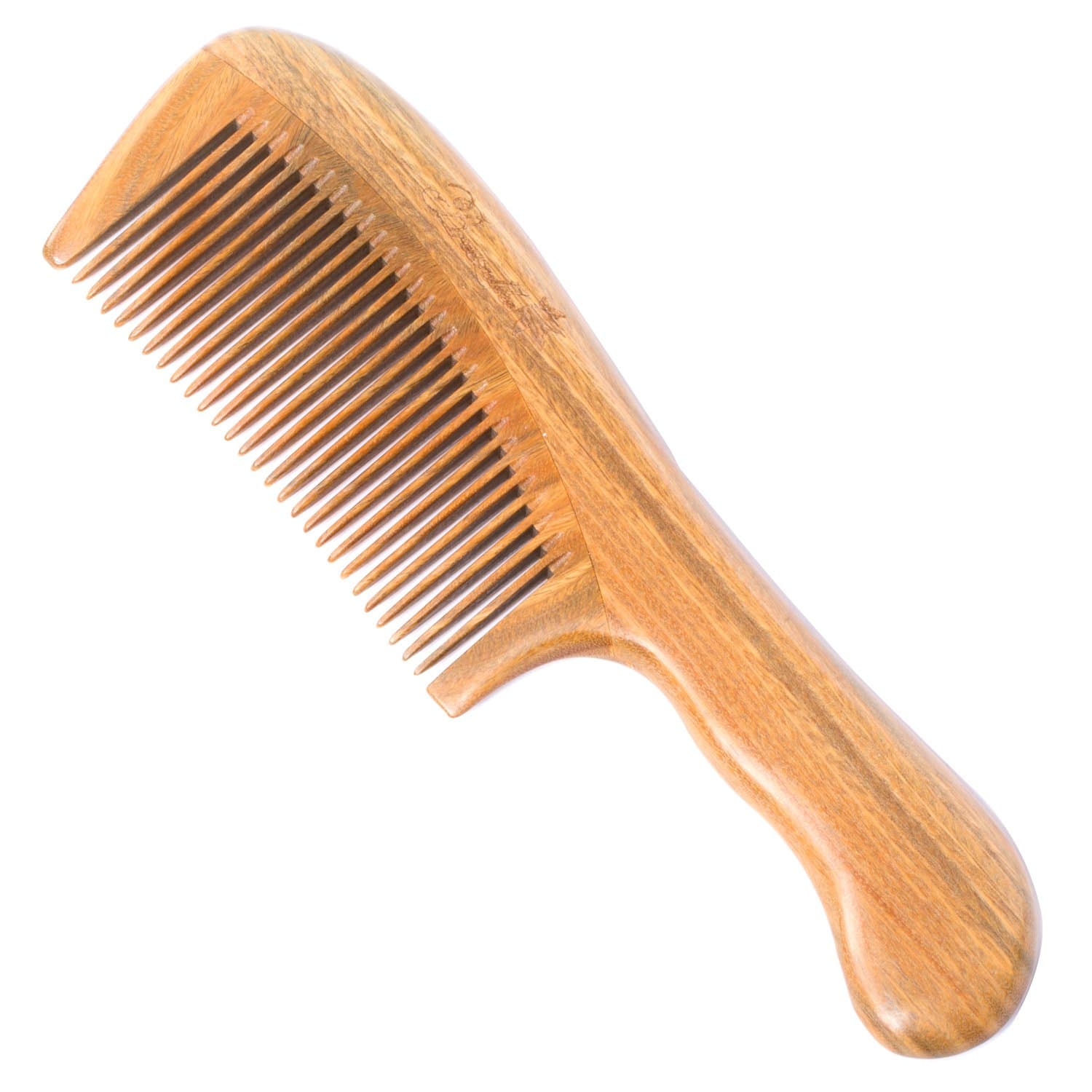 Breezelike Green Sandalwood Comb - No Static Fine Tooth Wood Comb - Natural Wooden Hair Comb for Detangling