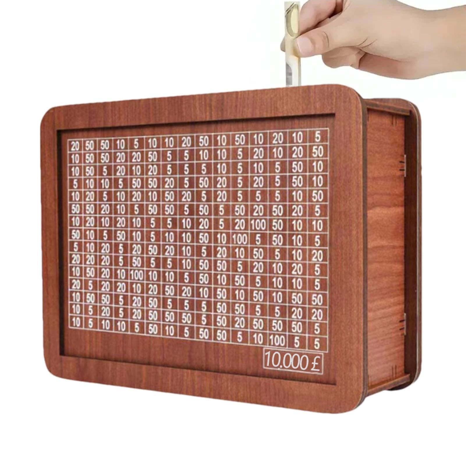 Saving Target Money Box,Money Box For Kids Adults,Cash Vault Wooden Savings Box,Wooden Money Box With Counter,Saving Challenge Cash Money Saving Box For Savings Goal With Money Target And Numbers