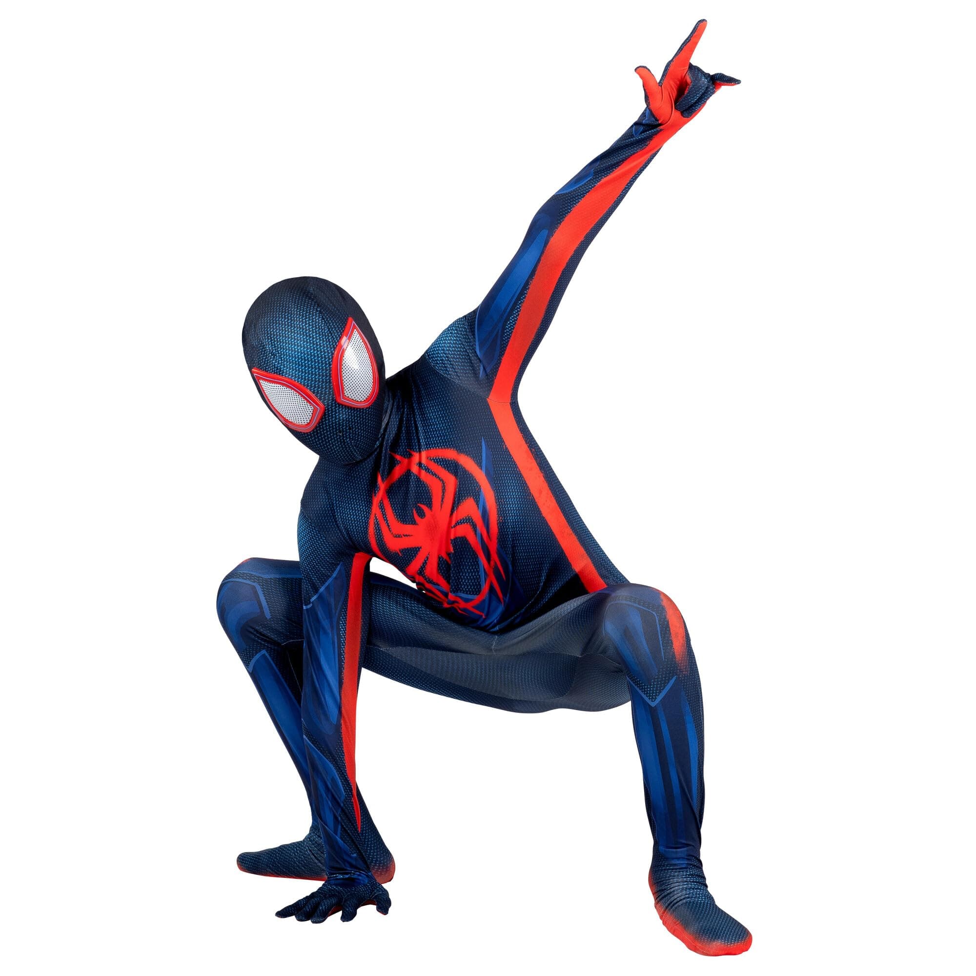 Marvel Miles Morales: Spider-Man Official Youth Deluxe Zentai Costume - Stretch Spandex with Hidden Zippers and Wrist Slits