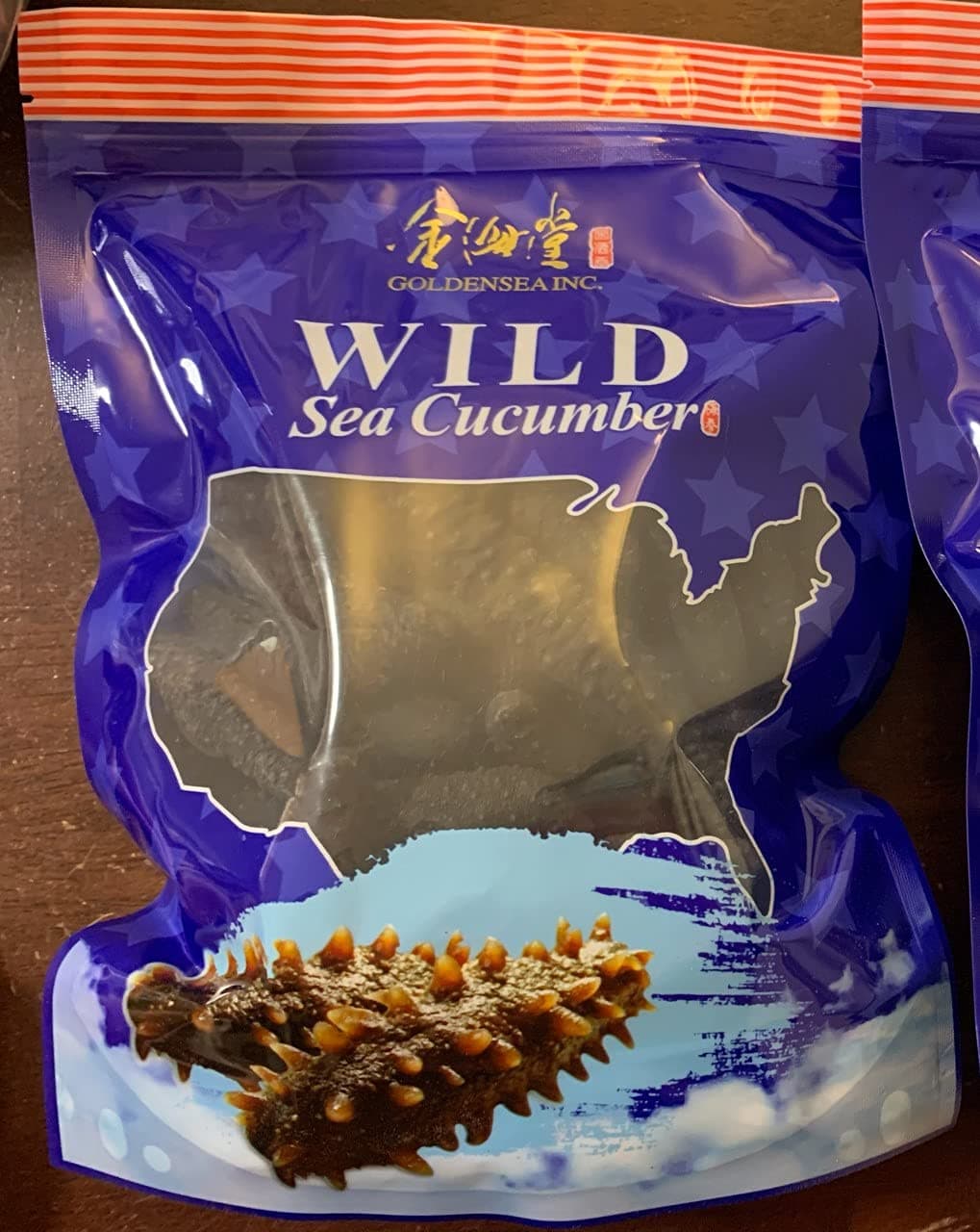 GOLDENSEA-16oz-Dried Wild Sea Cucumber, Black Pin Atlantic Sea Cucumber, 金海堂-野生淡干海参, 北极冰刺参,岩刺参(特级),Holothuria Mammata, Grade AAAA (Mix Size) 1LB