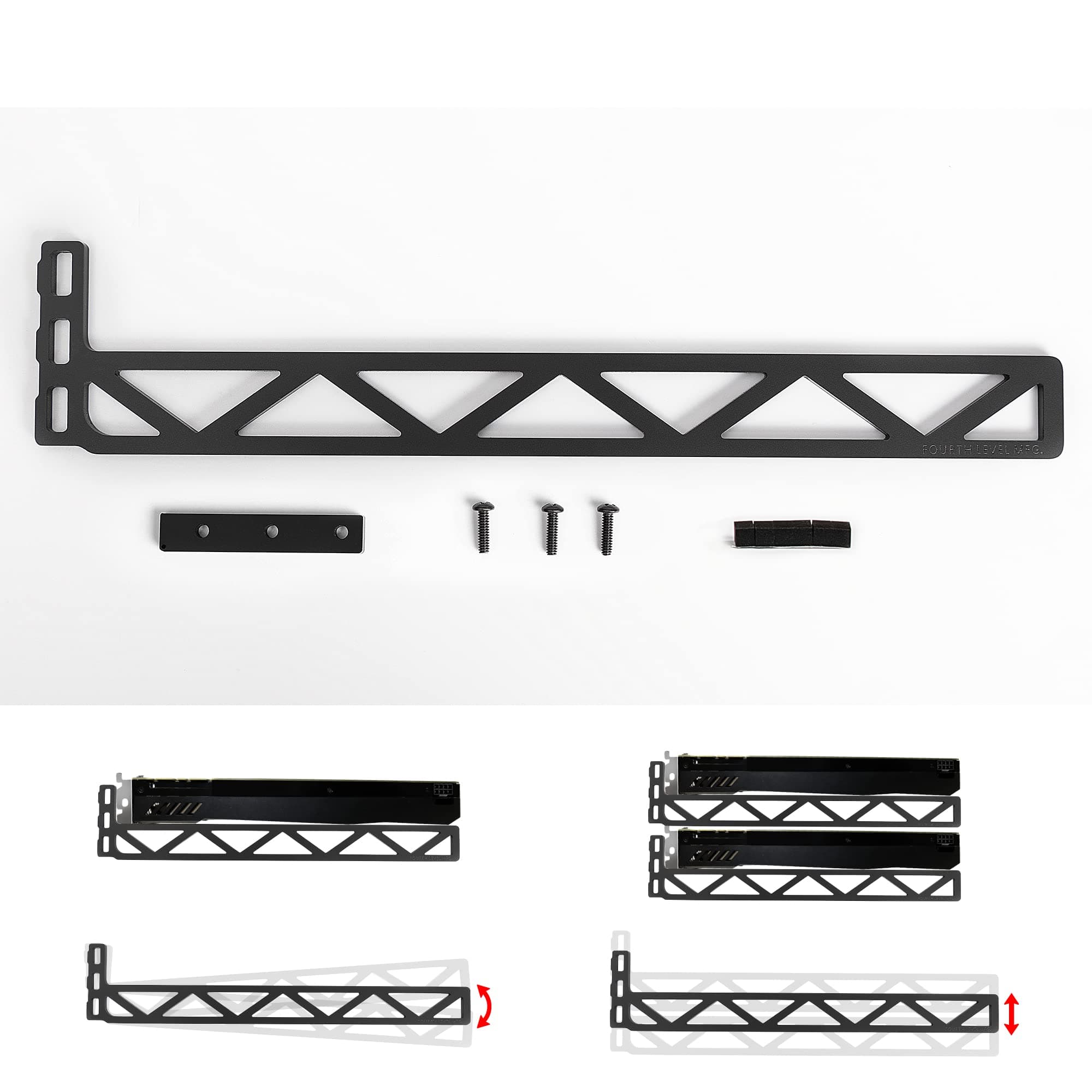 Atlas Graphics Card Brace Support. A Video Card Holder, GPU brace, for custom Deskto Pc Gaming. a GPU stand case mod.