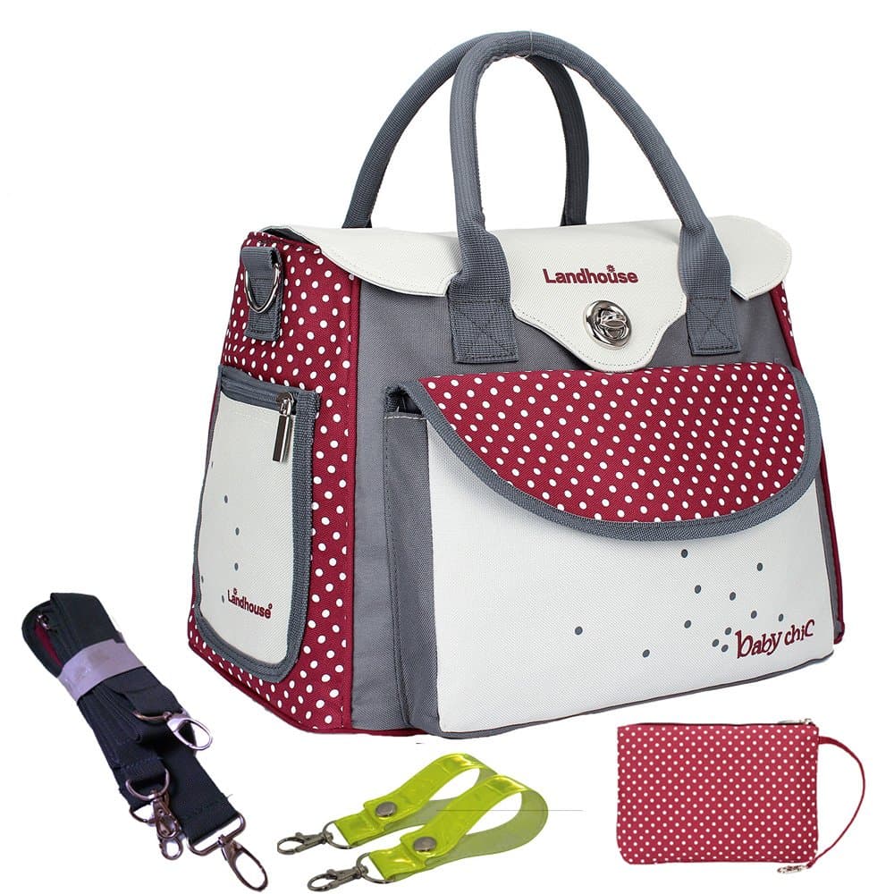 Women's Baby Diaper Nappy Bag Tote Redgray