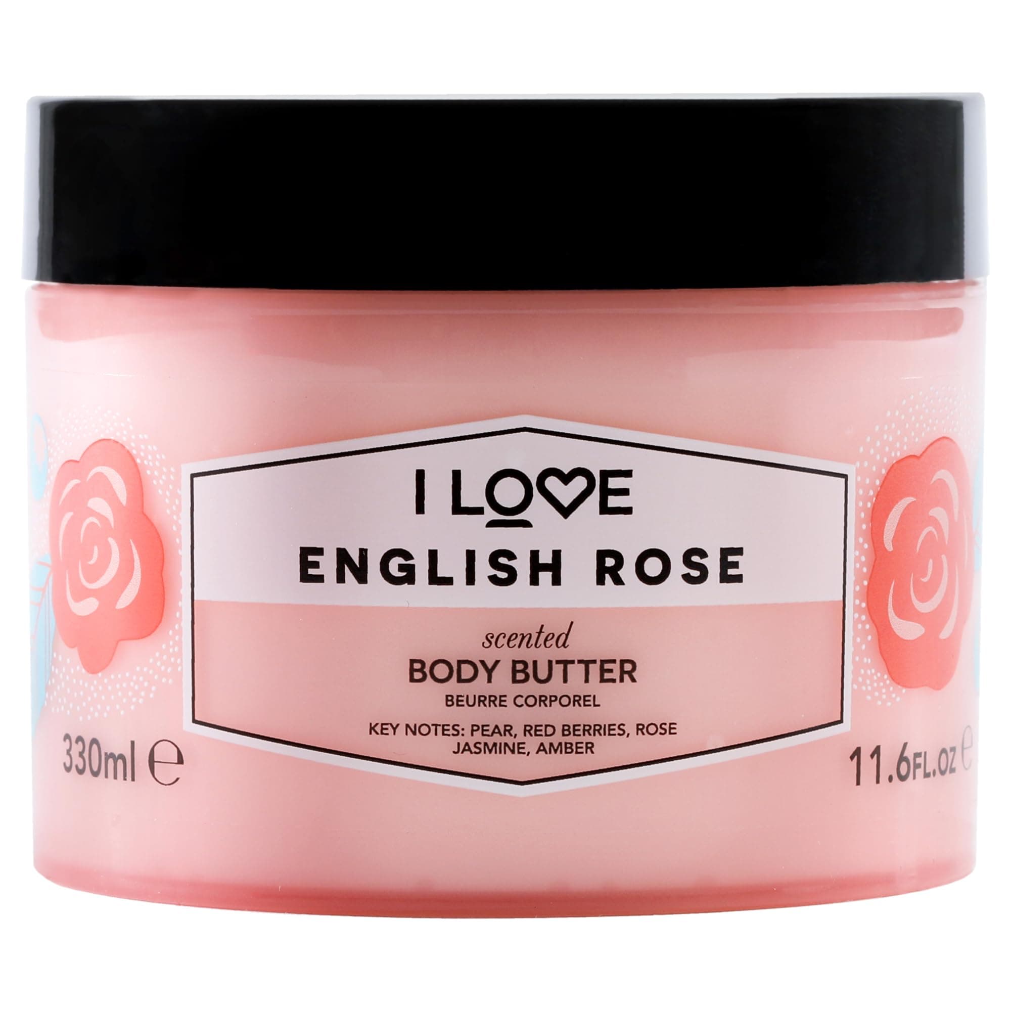 I Love English Rose Scented Body Butter - Hydrating Body Butter for Dry Skin - Vitamin E and Aloe Vera - Shea Butter and Coconut Oil - 10.1 oz