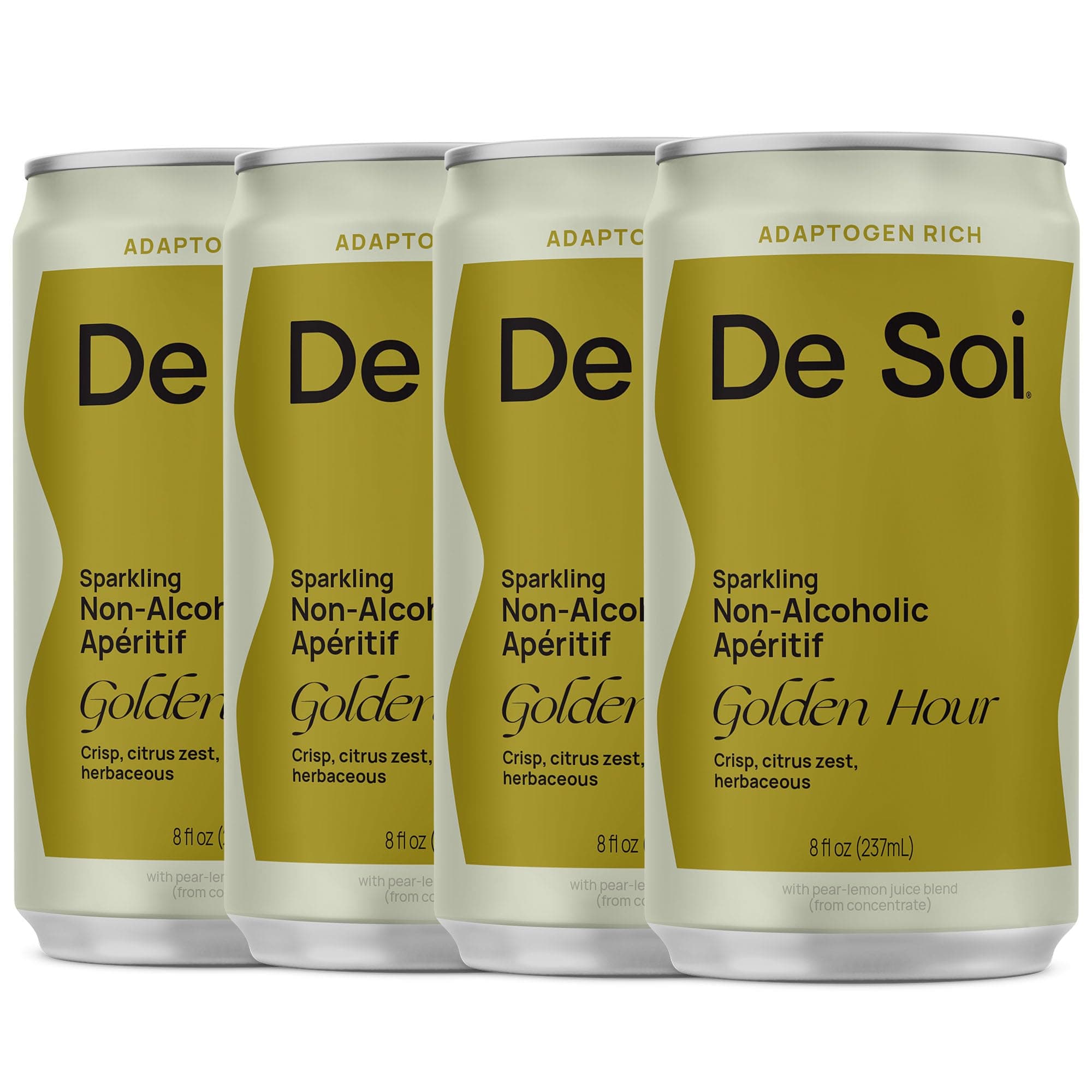 Golden Hour Non-Alcoholic Drinks 4-Pack (8 fl oz) Variety Pack - Ready to Drink Beverages, Alcohol Free Alternative, Sparkling Aperitifs with Adaptogens, Natural Botanicals