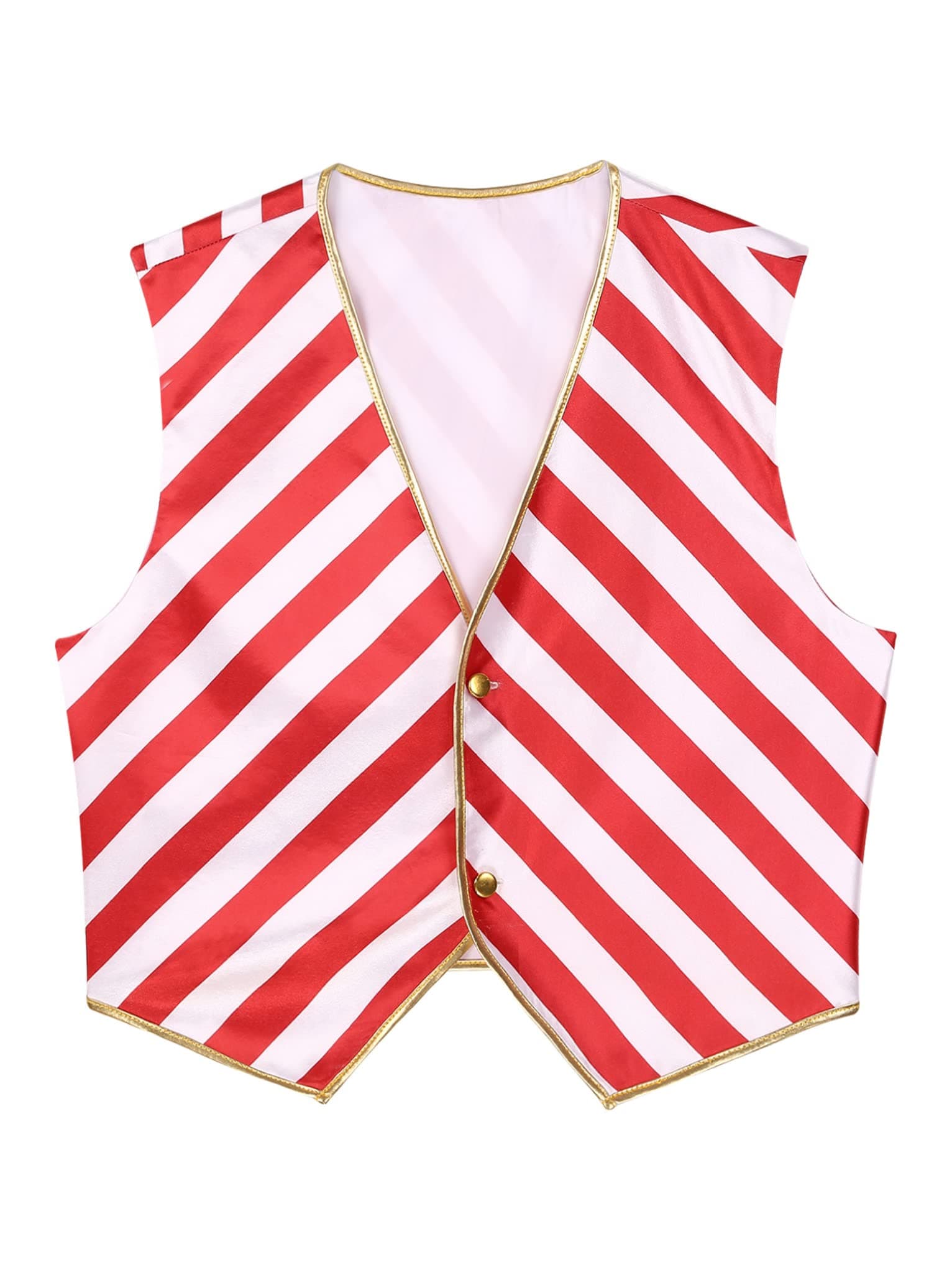 ZalditaMen's Christmas Candy Cane Red White Stripe Waistcoat Vest Tops Santa Claus Sleeveless Tops