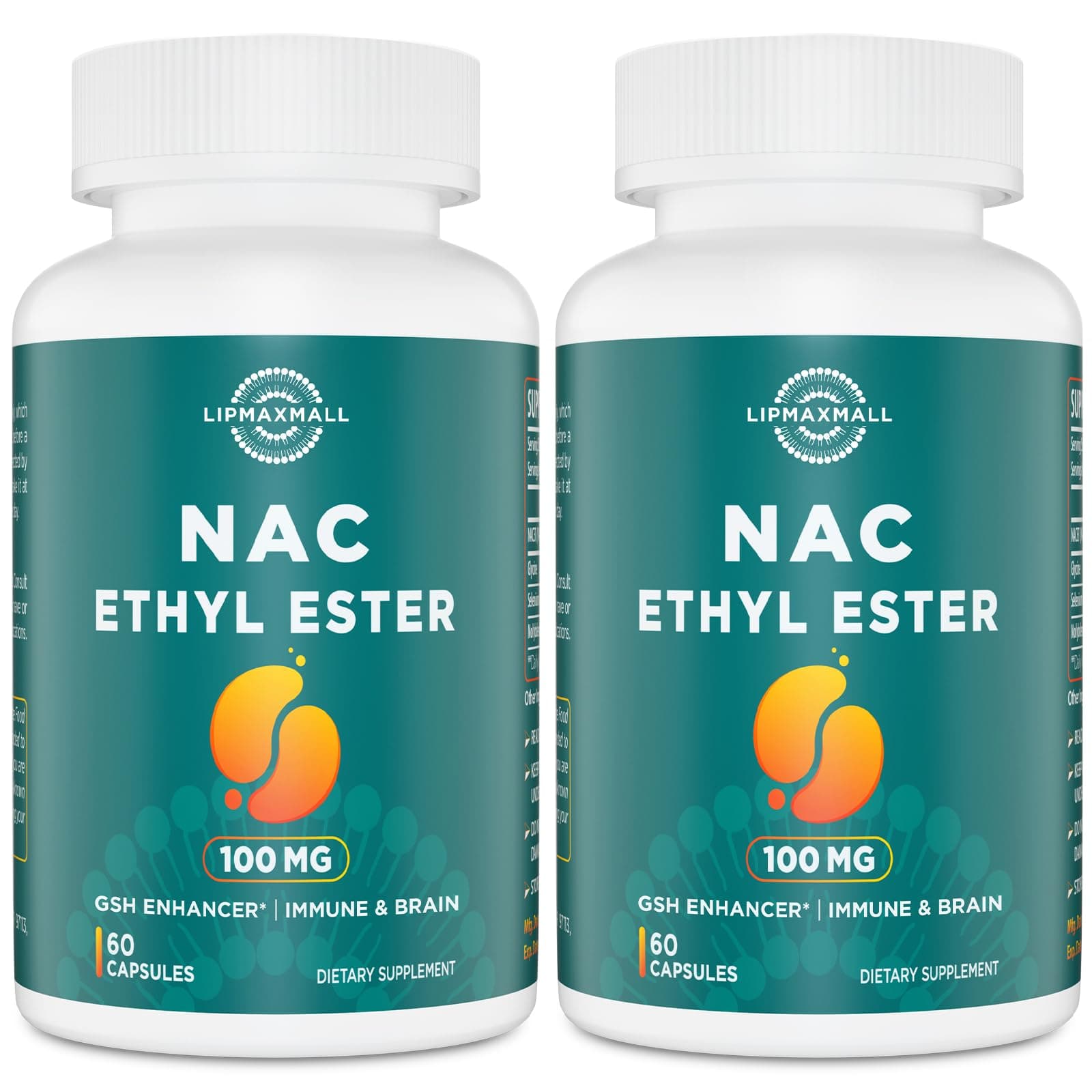N-Acetyl Cysteine Ethyl Ester 100mg-More Absorption Than 1000mg NAC-with Glycine 600mg-Benefit Glutathione-Good for Immune System & Antioxidant for Adults,NACET(60 Capsules-2 Pack)