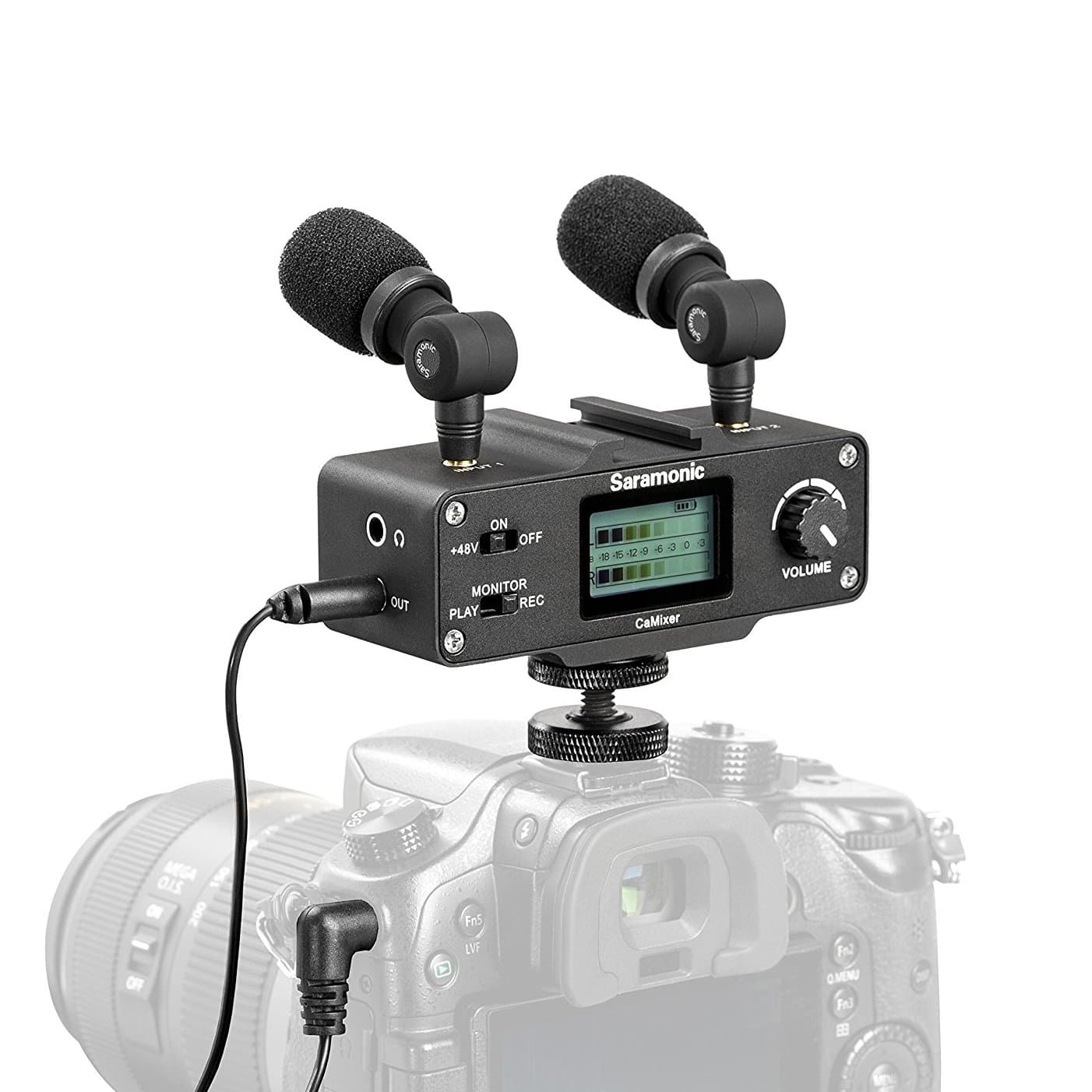 Saramonic CaMixer Microphone Kit with Dual Stereo Condenser Mics, Digital Mixer & XLR/Mini-XLR Input with +48V Phantom Power Preamp - for DSLR Cameras and Camcorders